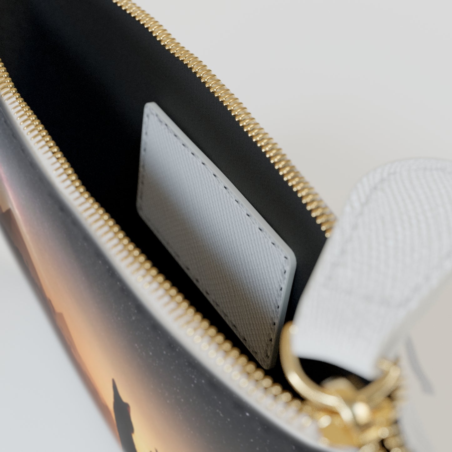 Starlit Pyramids Cat Mini Clutch Bag – Ancient Skywatchers in Golden Twilight