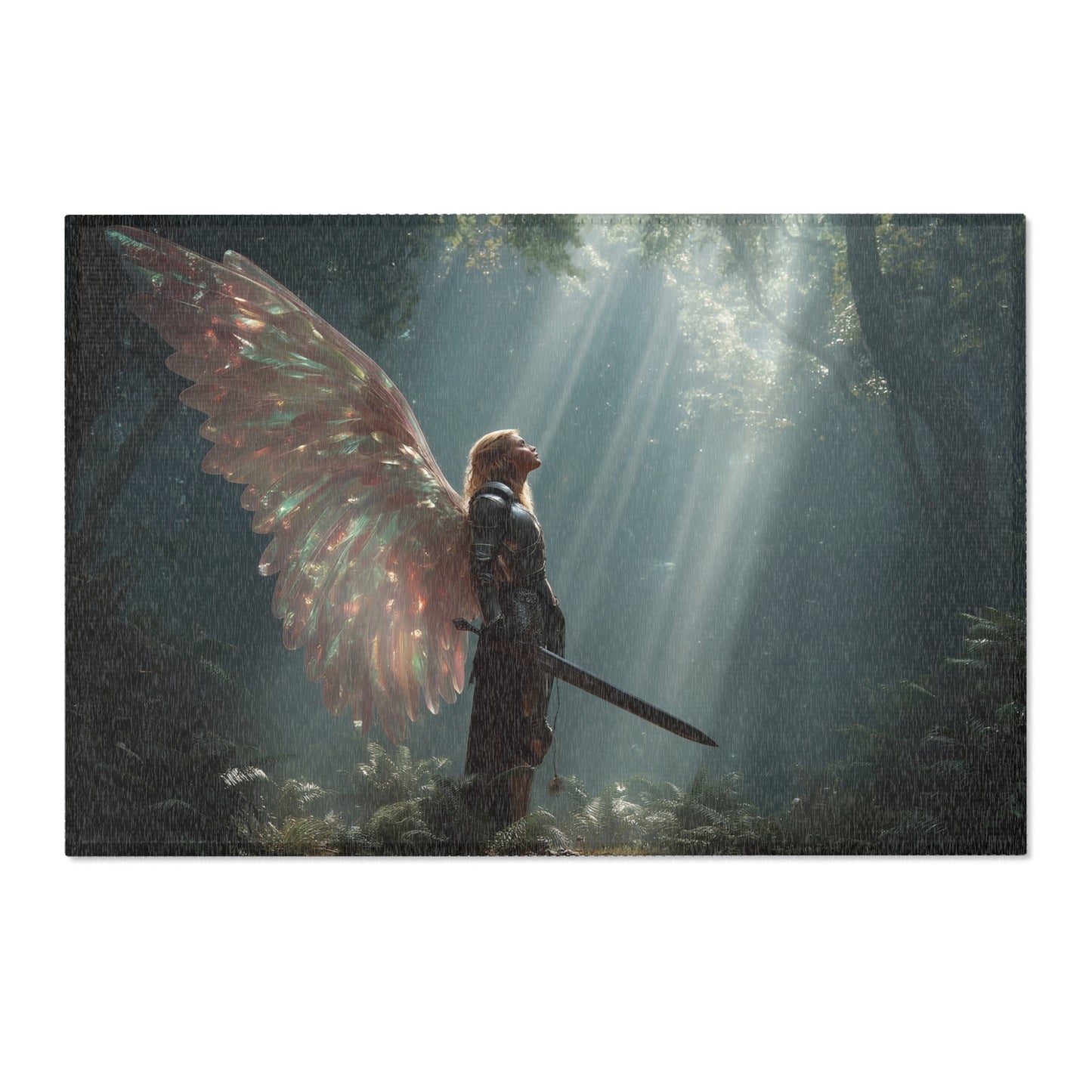 Winged Sentinel Area Rugs – Sunlit Forest Guardian
