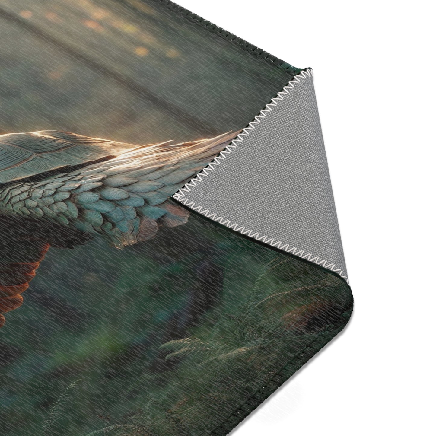 Winged Tortoise Forest Rug – Sunlit Canopy Flight Dreamscape
