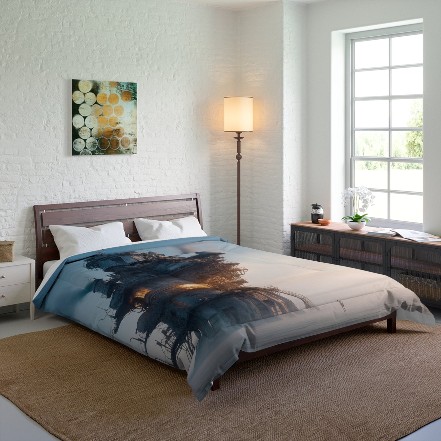 Steamborne Tower Comforter – Solitary Watchtower at Dusk