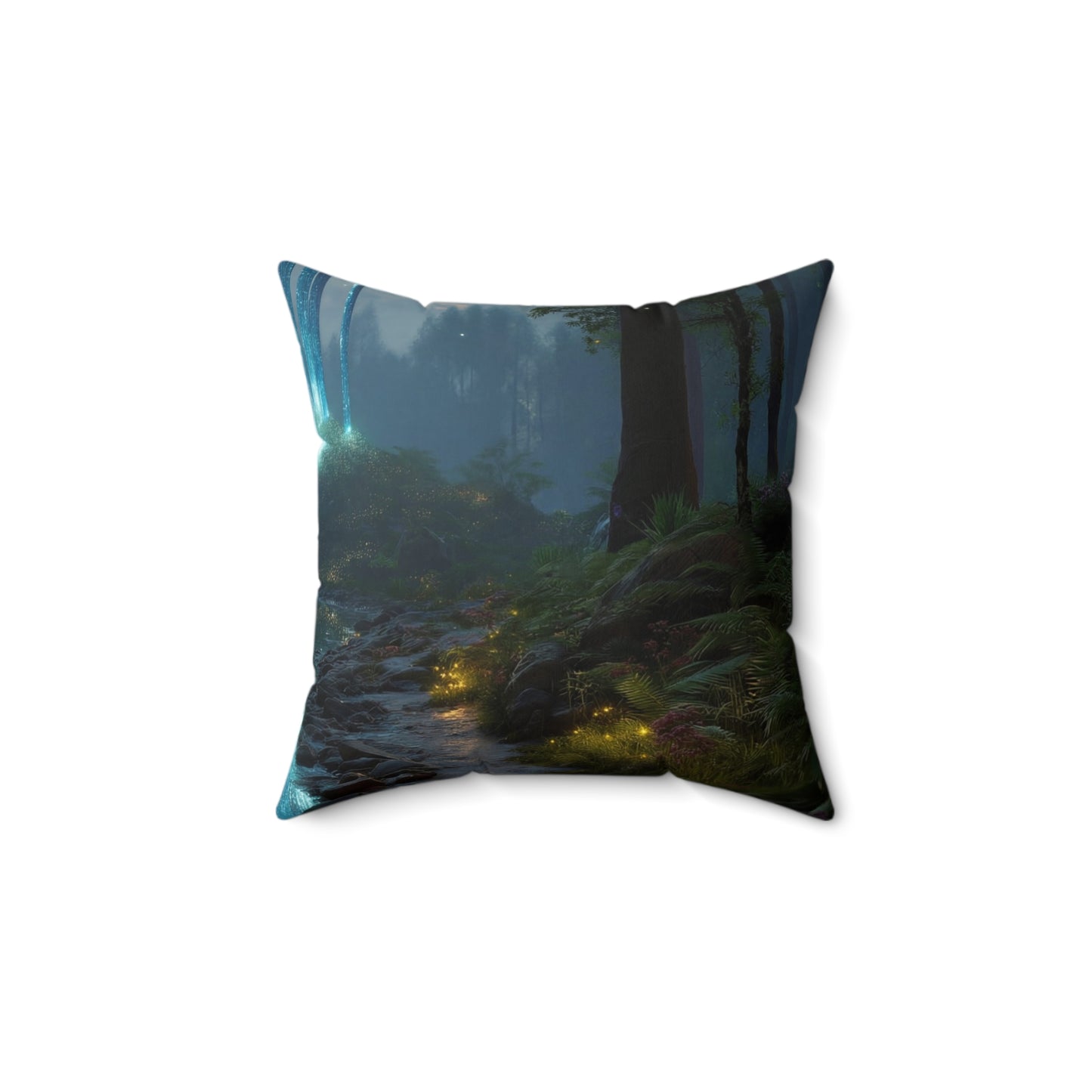 Celestial Stream Spun Polyester Square Pillow – Whispering Forest Dreamscape