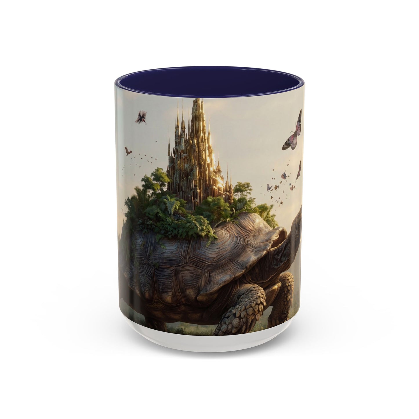 Castle Upon Turtle Shell Accent Coffee Mug (11, 15oz) – Sunset Sanctuary Dreamscape