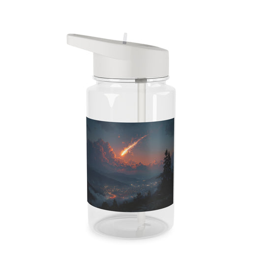 Meteor Over Mountain City Tritan Water Bottle – Fiery Trail Across Twilight Valley