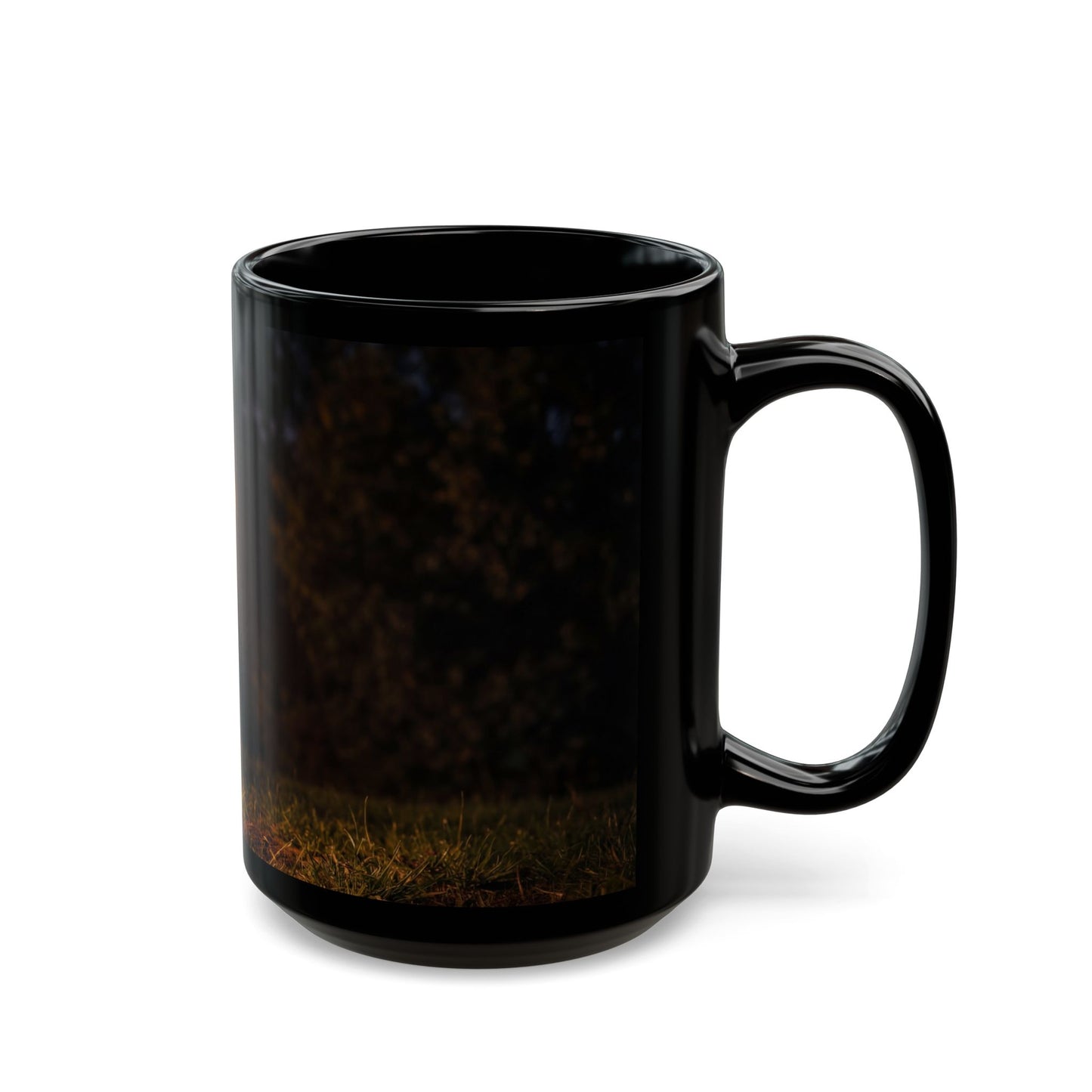 Chromatic Stag Black Mug – Night Meadow Luminescence