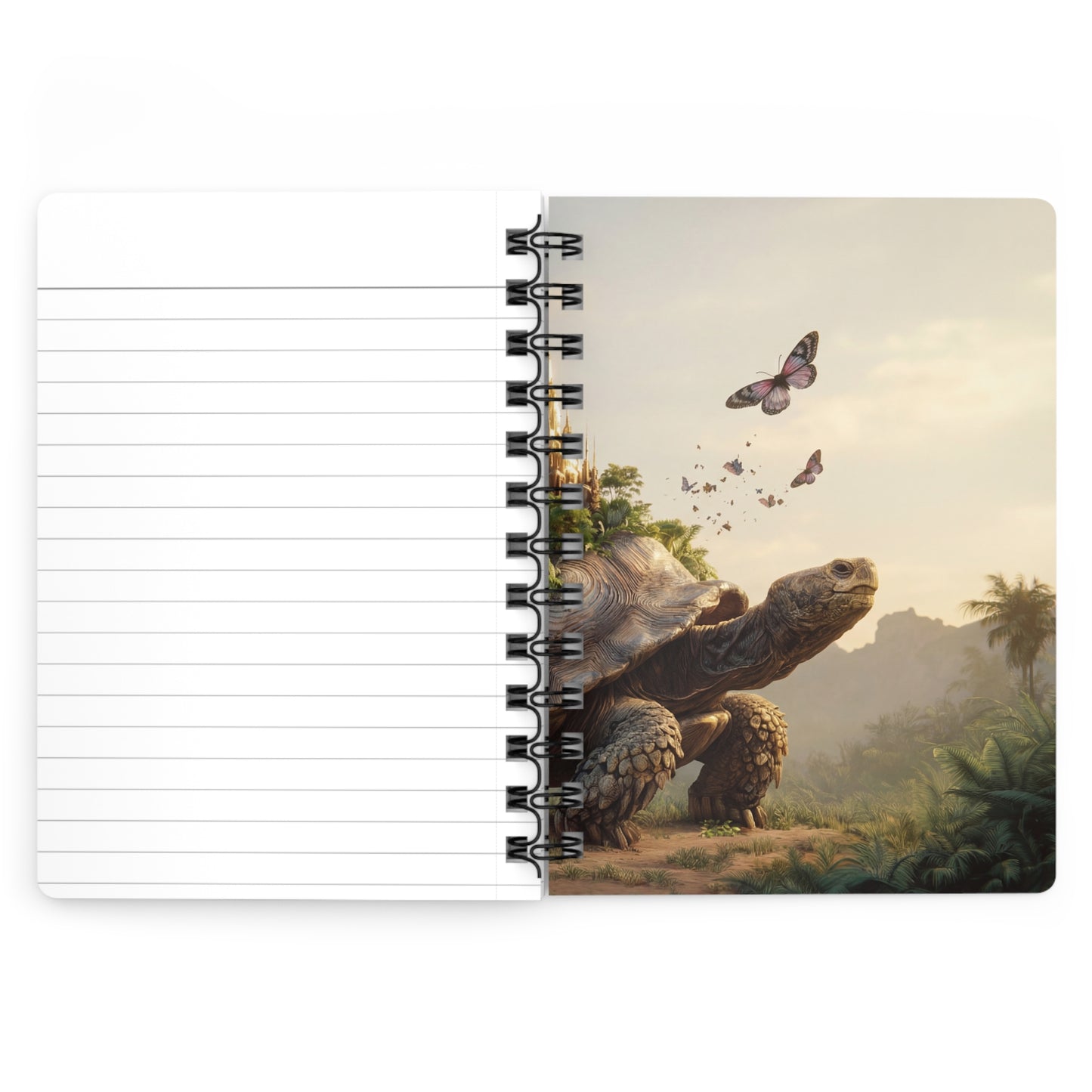 Ancient Turtle Castle Spiral Bound Journal – Golden Spire on Mossy Back