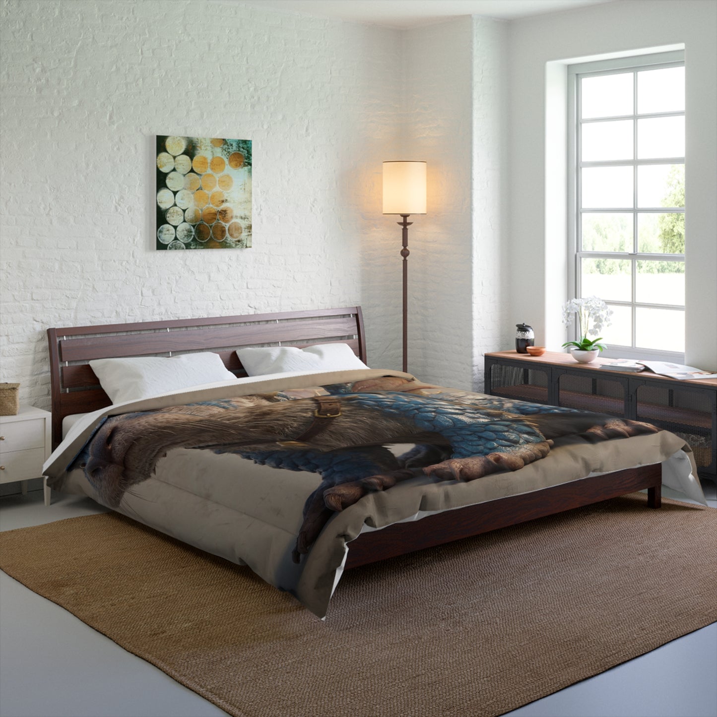 Blue Dragon Otter Comforter – Whimsical Guardian with Winged Grace