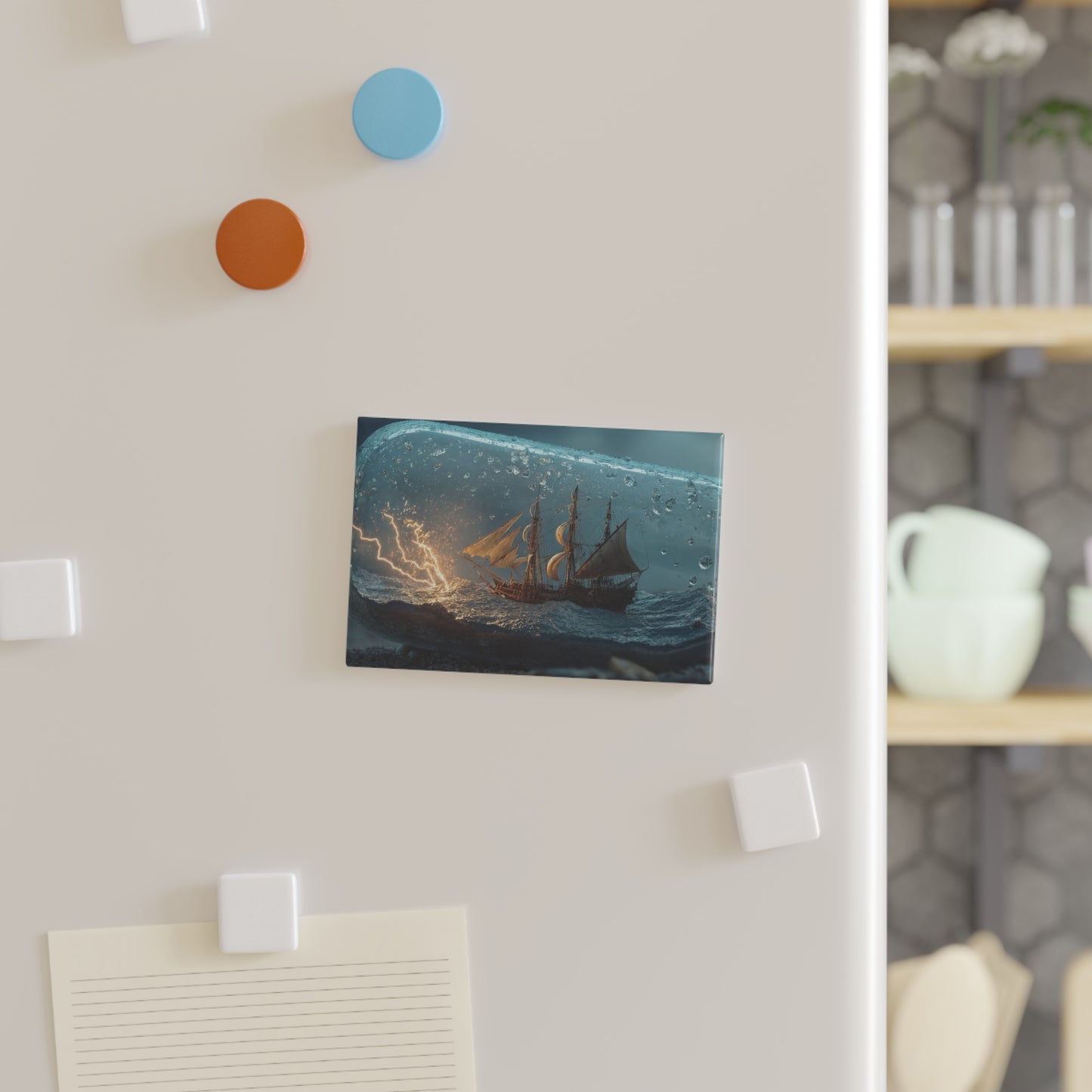 Storm-Sailed Ship in Bottle Magnet – Pocketed Tempest Dreamscape