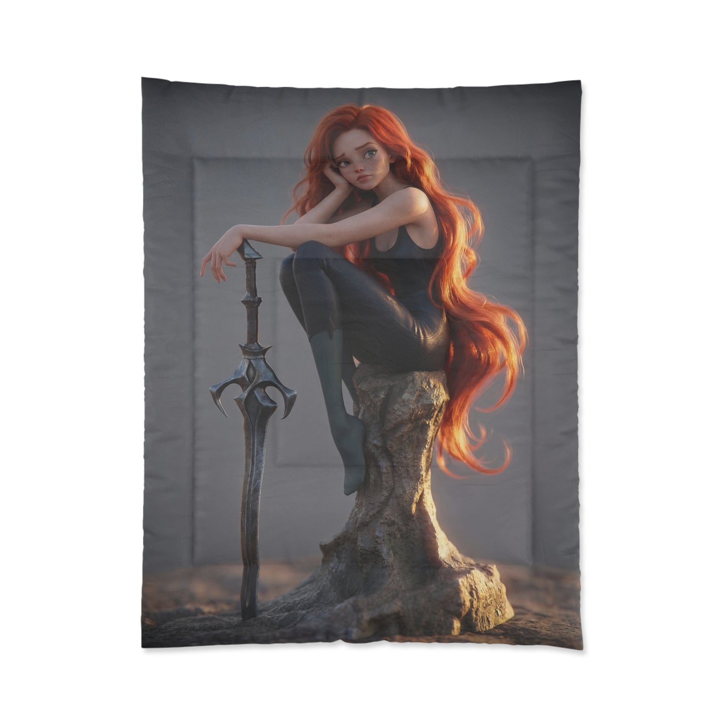 Crimson Sentinel Comforter – Sunset Warrior’s Resting Place