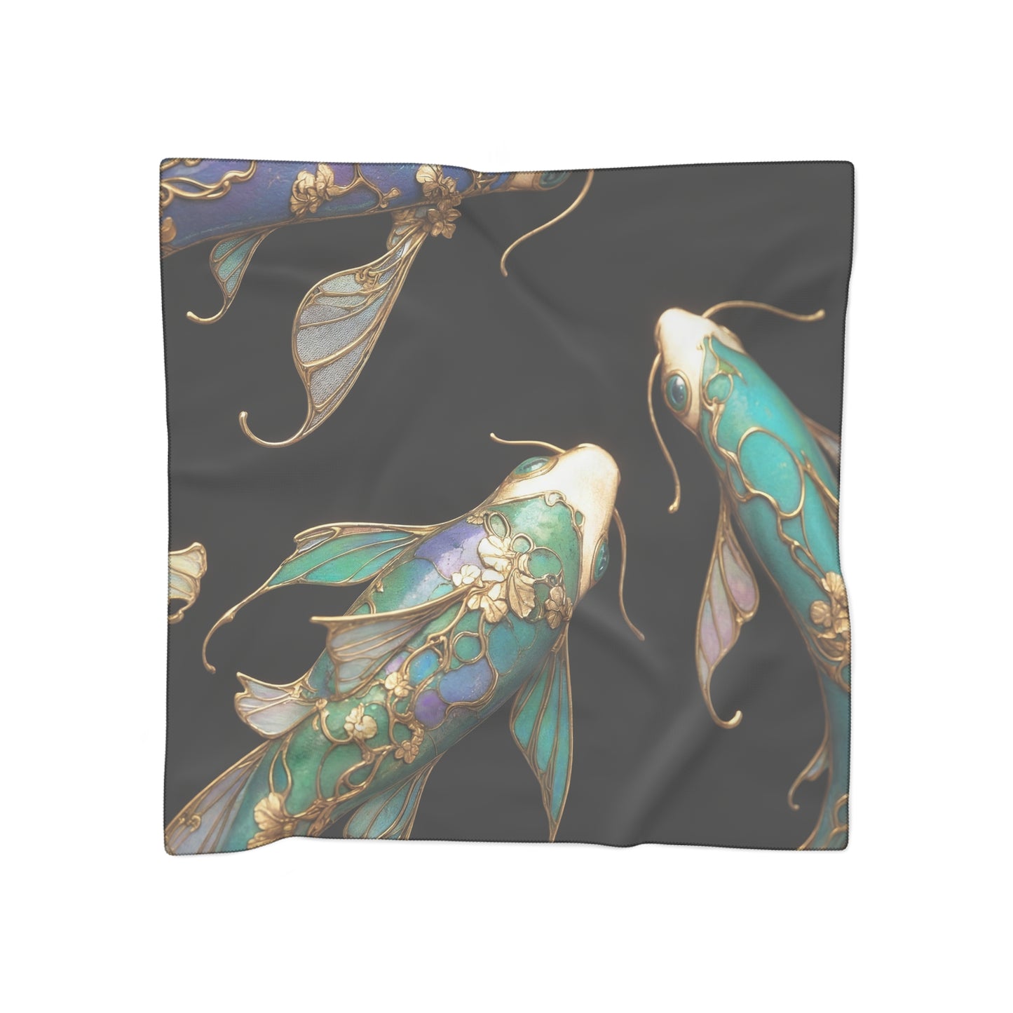 Art Nouveau Koi Poly Scarf – Liquid Light & Golden Lace