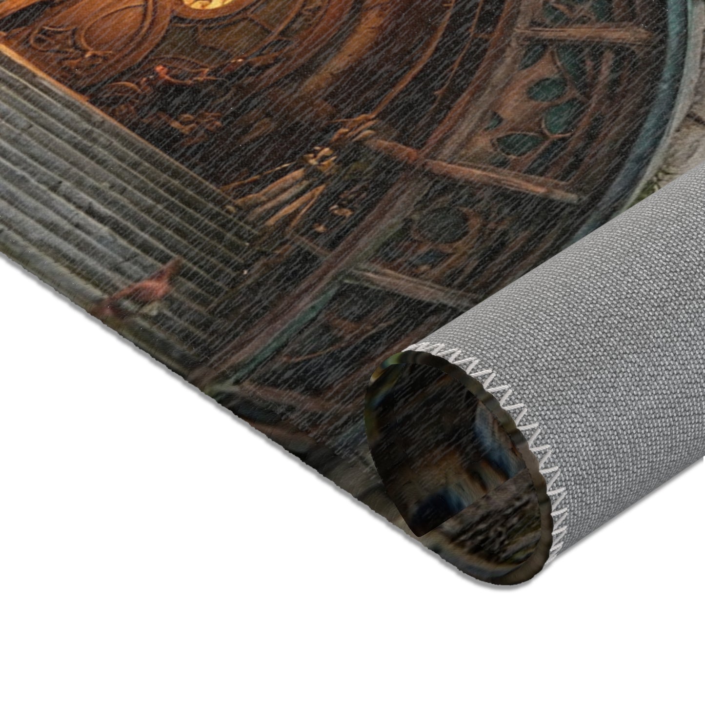 Clockwork Citadel Area Rugs – Twilight Keep with Glowing Windows