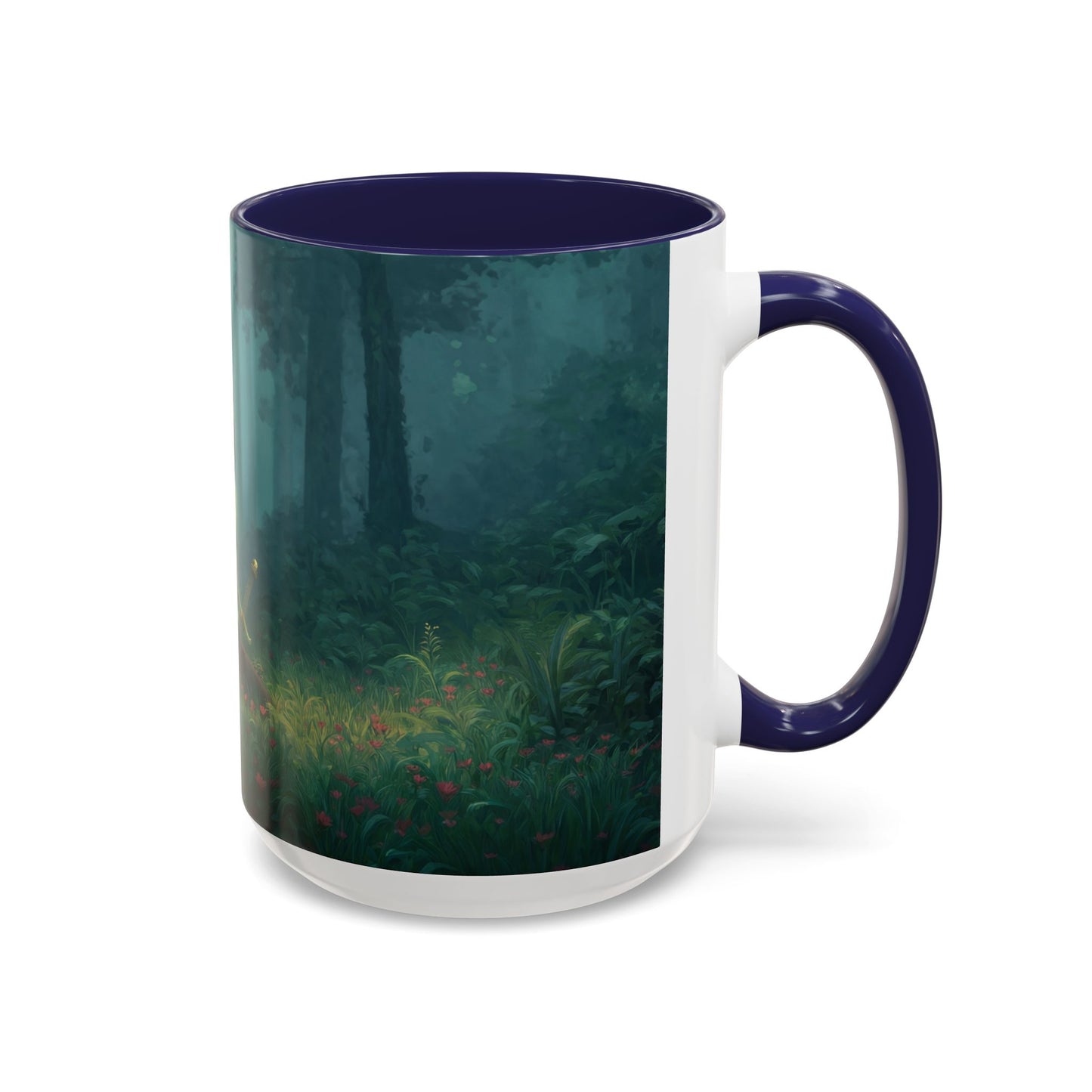 Sentinel in Mist Accent Coffee Mug (11, 15oz) – Guardian of the Whispering Woods