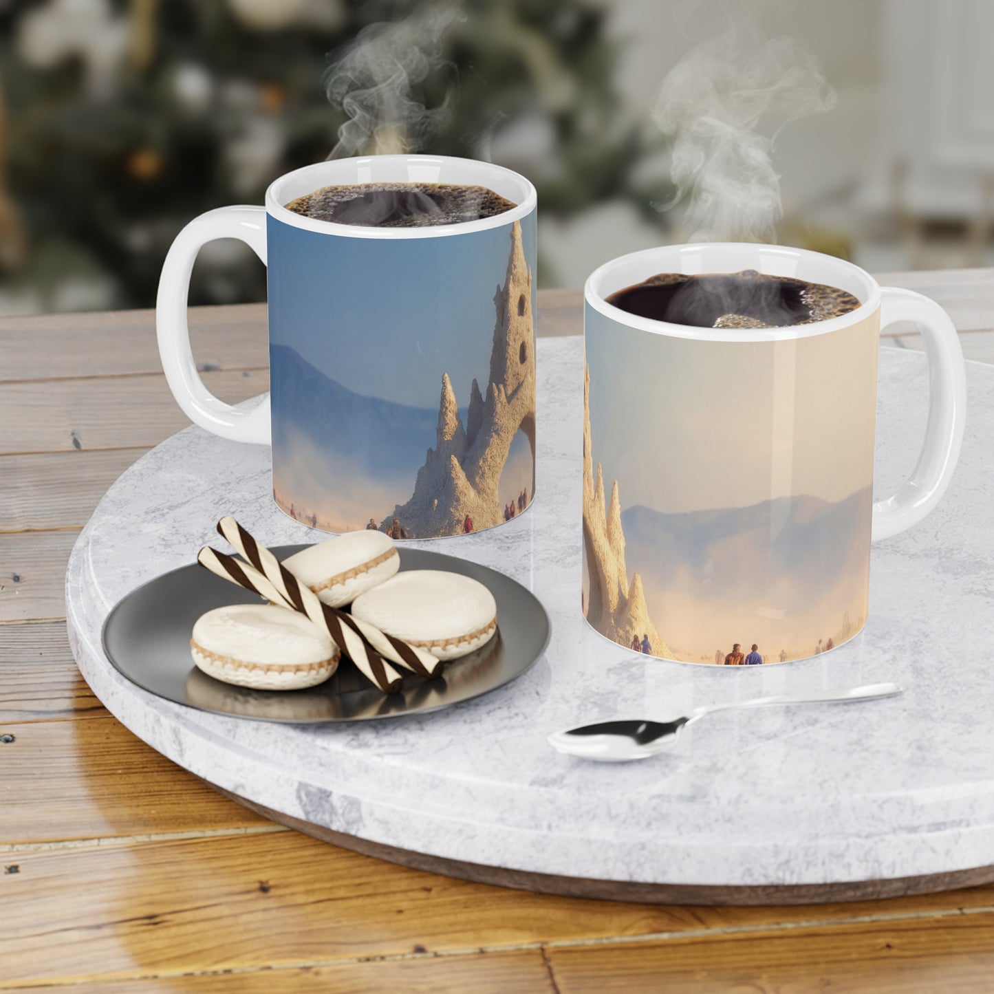 Desert Castle Ceramic Mugs (11oz\15oz\20oz) – Sunlit Sandstone Sentinel