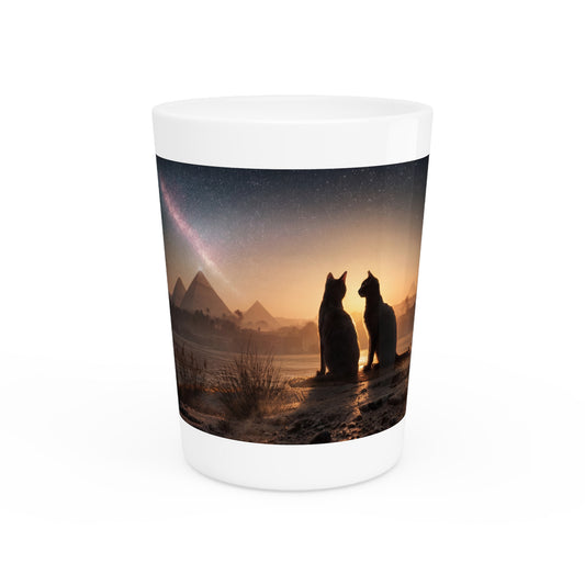 Twin Cats and Pyramids Shot Glass – Stargazing Nile Silhouette