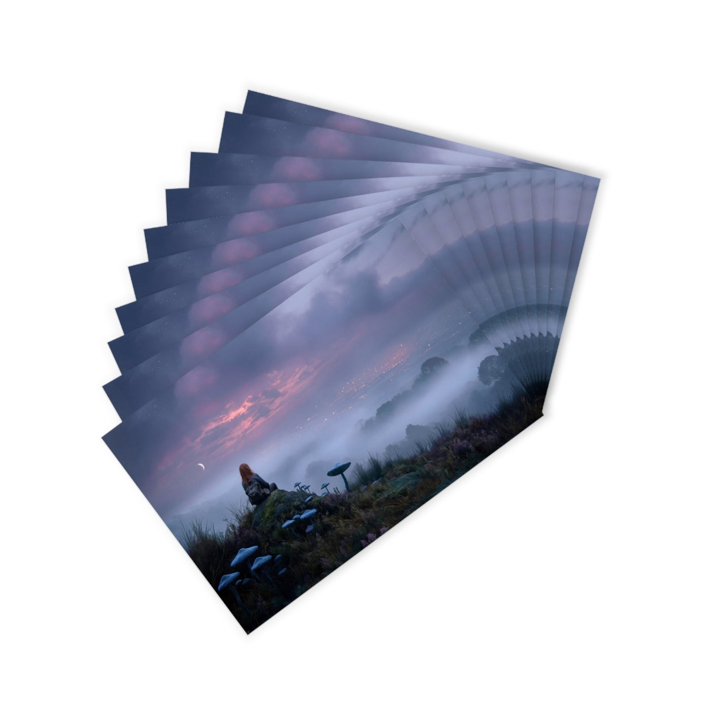 Moonlit Mycophile Postcards (10pcs) – Whispering Forest Above the City Glow