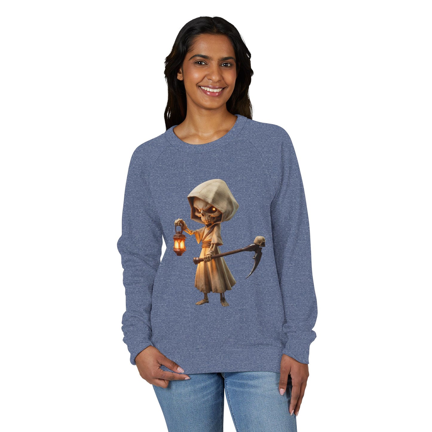 Lantern-Bearing Skeleton Hoodie – Warm Glow Guardian Crewneck