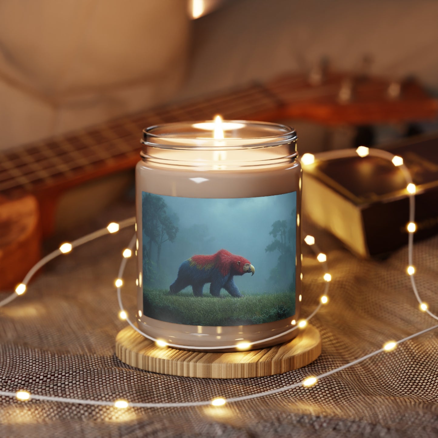 Parrot Bear in Misty Grove Scented Soy Candles with White Lid, 9oz – Velvet Jungle Whispers