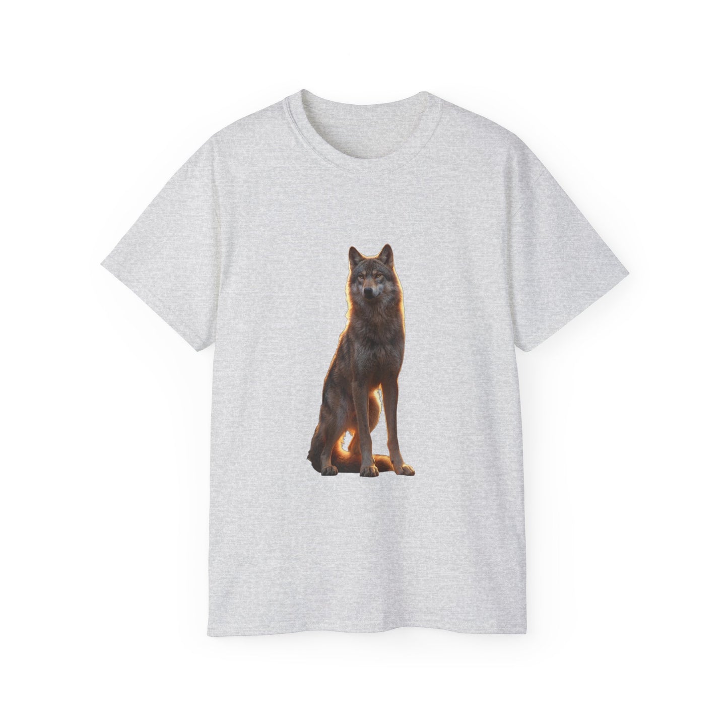 Golden Hour Wolf Unisex Ultra Cotton Tee – Silent Sentinel Portrait