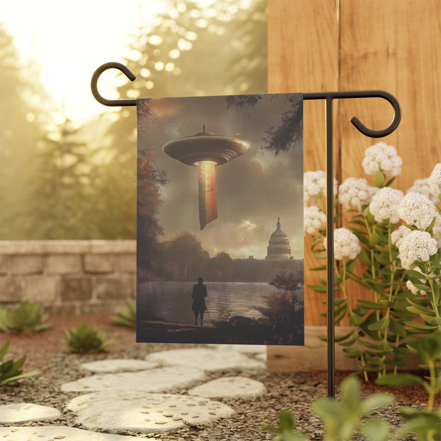UFO Over Capitol - Garden Flag
