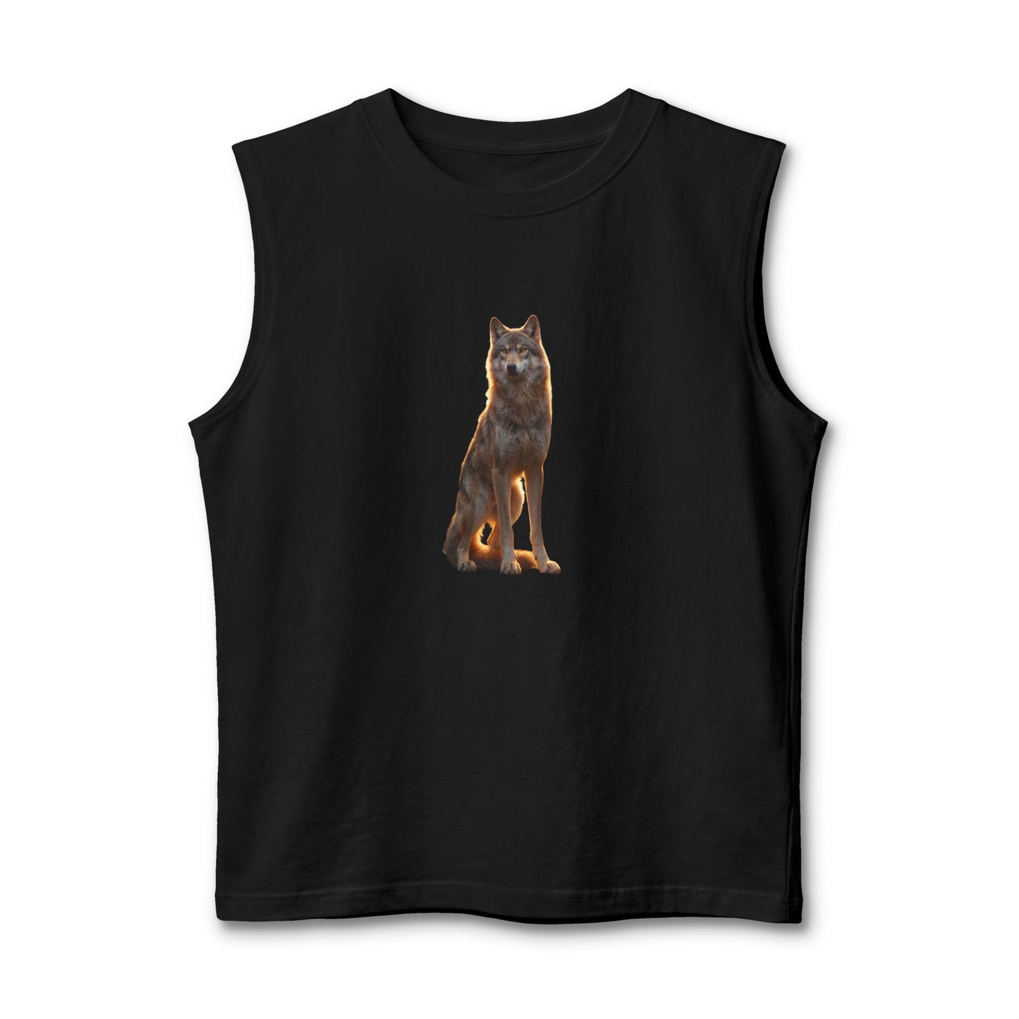 Golden Hour Wolf Jersey Muscle Tank – Sentinel at Dusk Graphic Tee