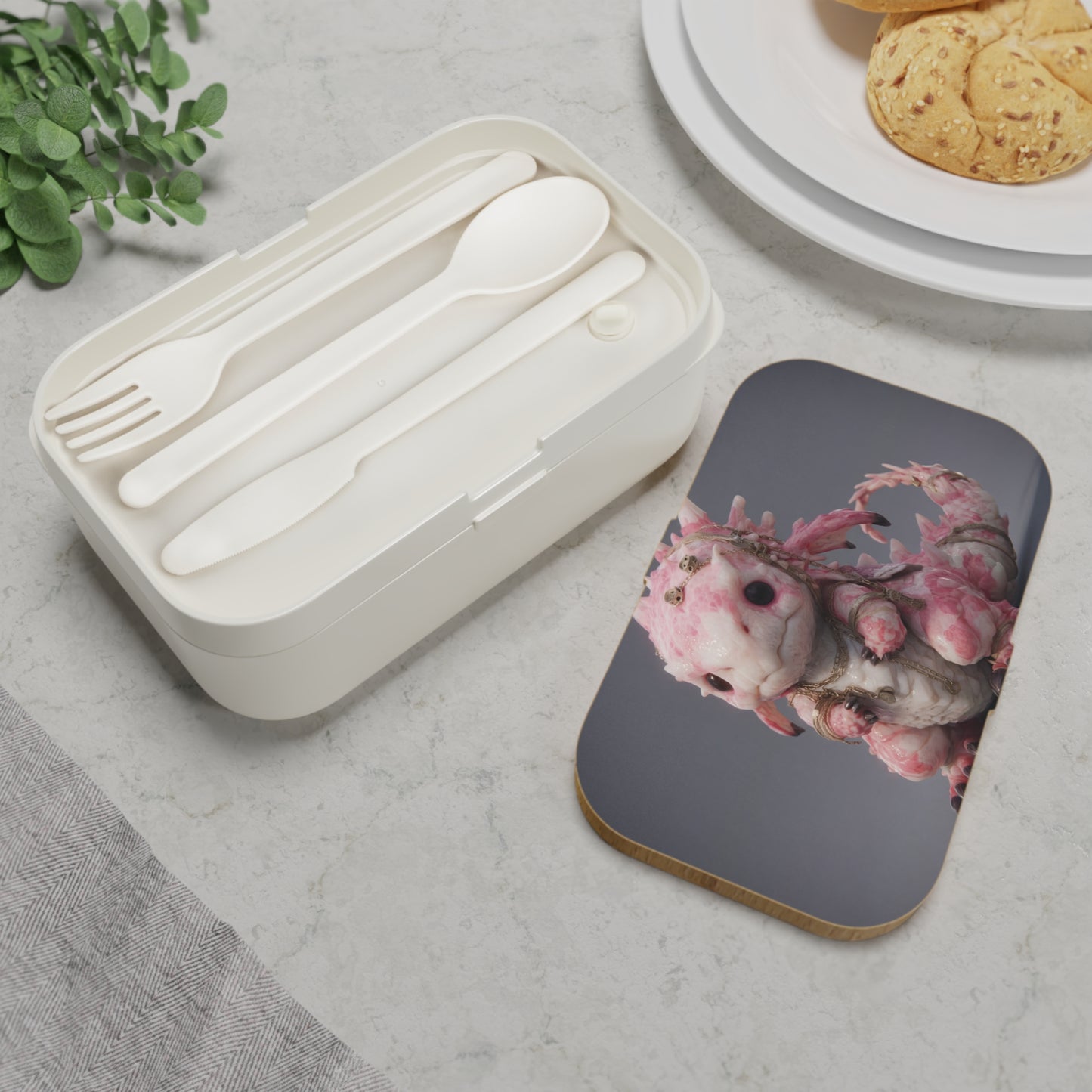 Pink Obsidian Dragon Bento Lunch Box – Tiny Guardian of Gilded Chains