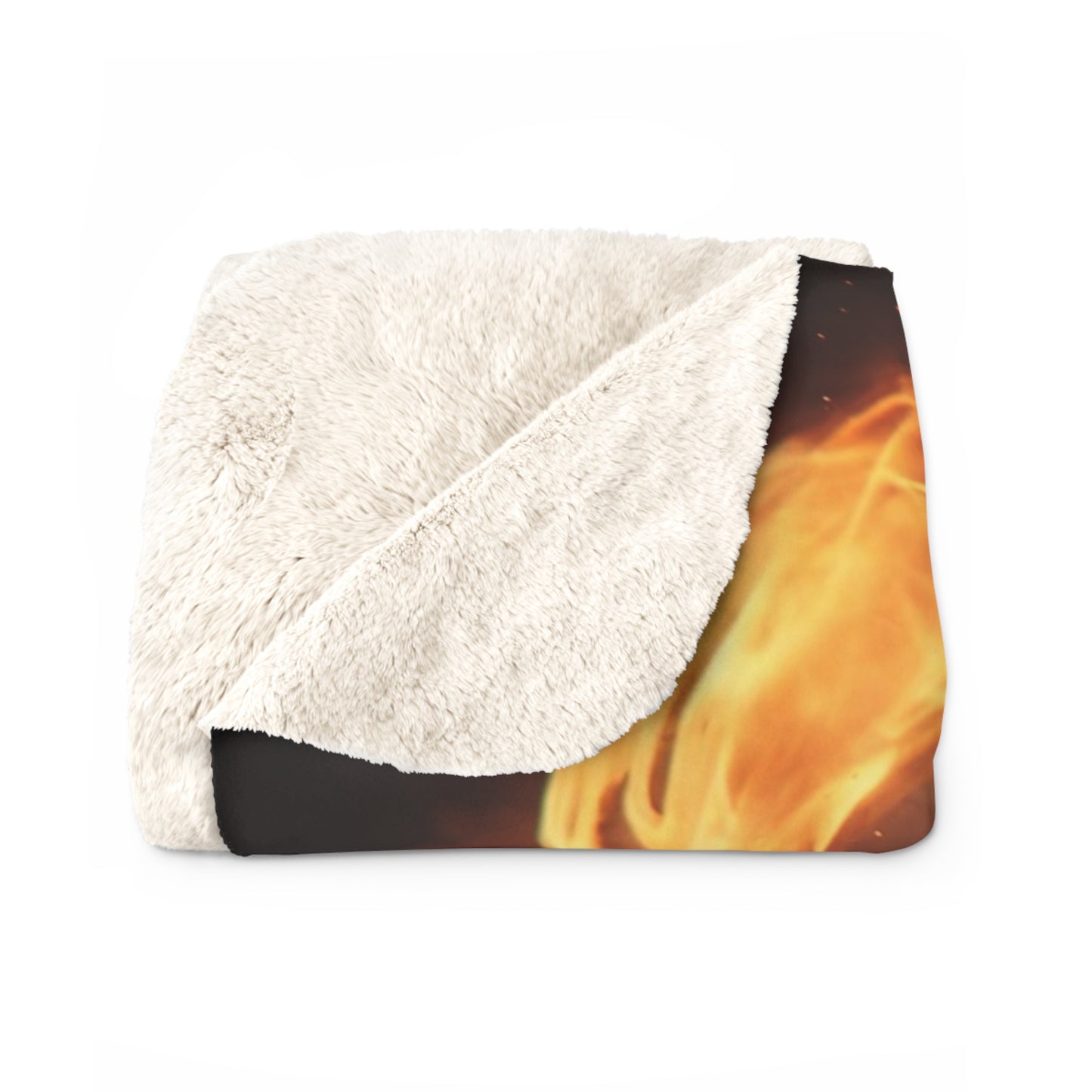 Inferno Knight Sherpa Fleece Blanket – Crimson Ember Sentinel Portrait