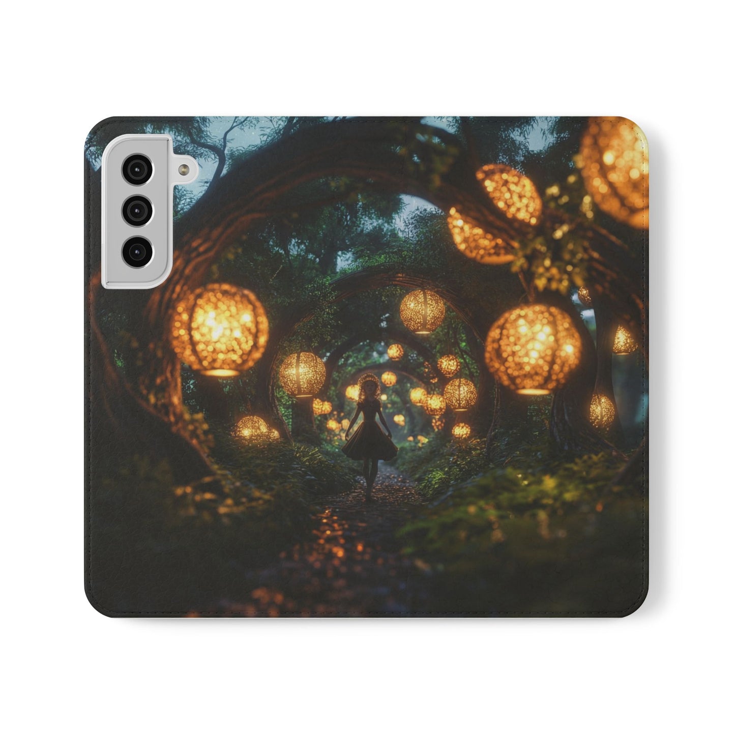 Lantern Archway Flip Cases – Girl Walking Through Forest Tunnel Art Case