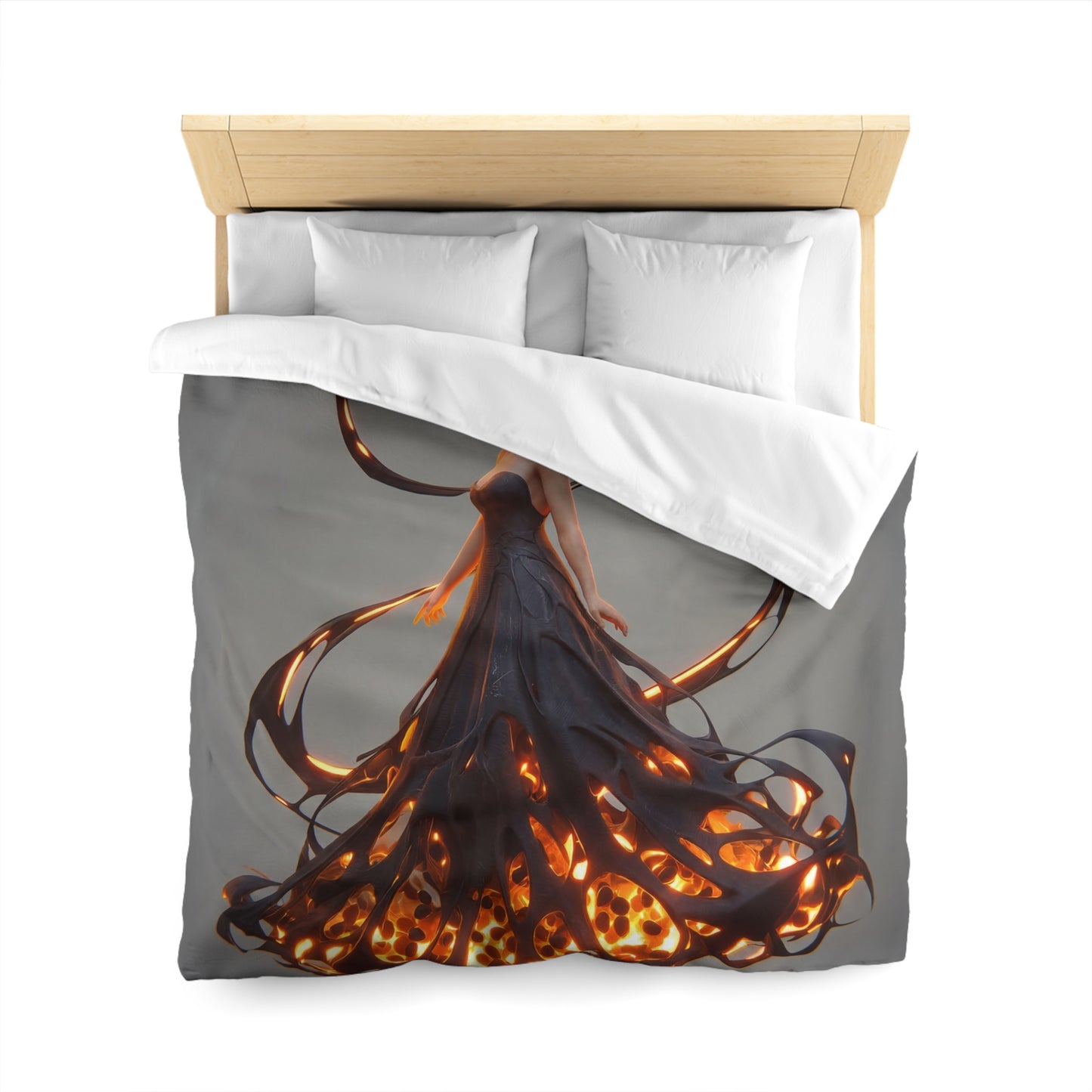 Luminal Dancer Microfiber Duvet Cover – Gilded Shadow Waltz