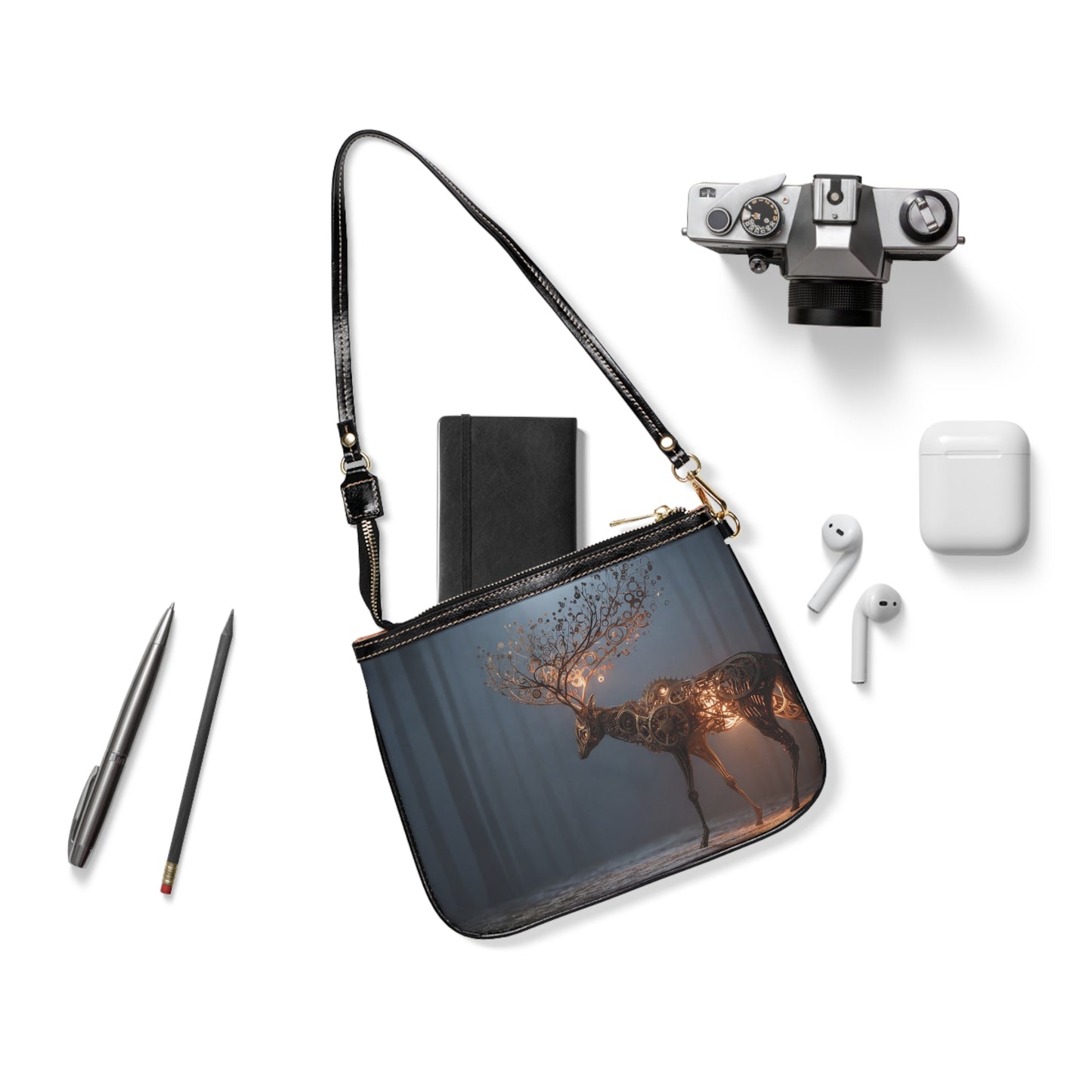 Clockwork Stag Small Shoulder Bag – Whispers of Mechanical Forest