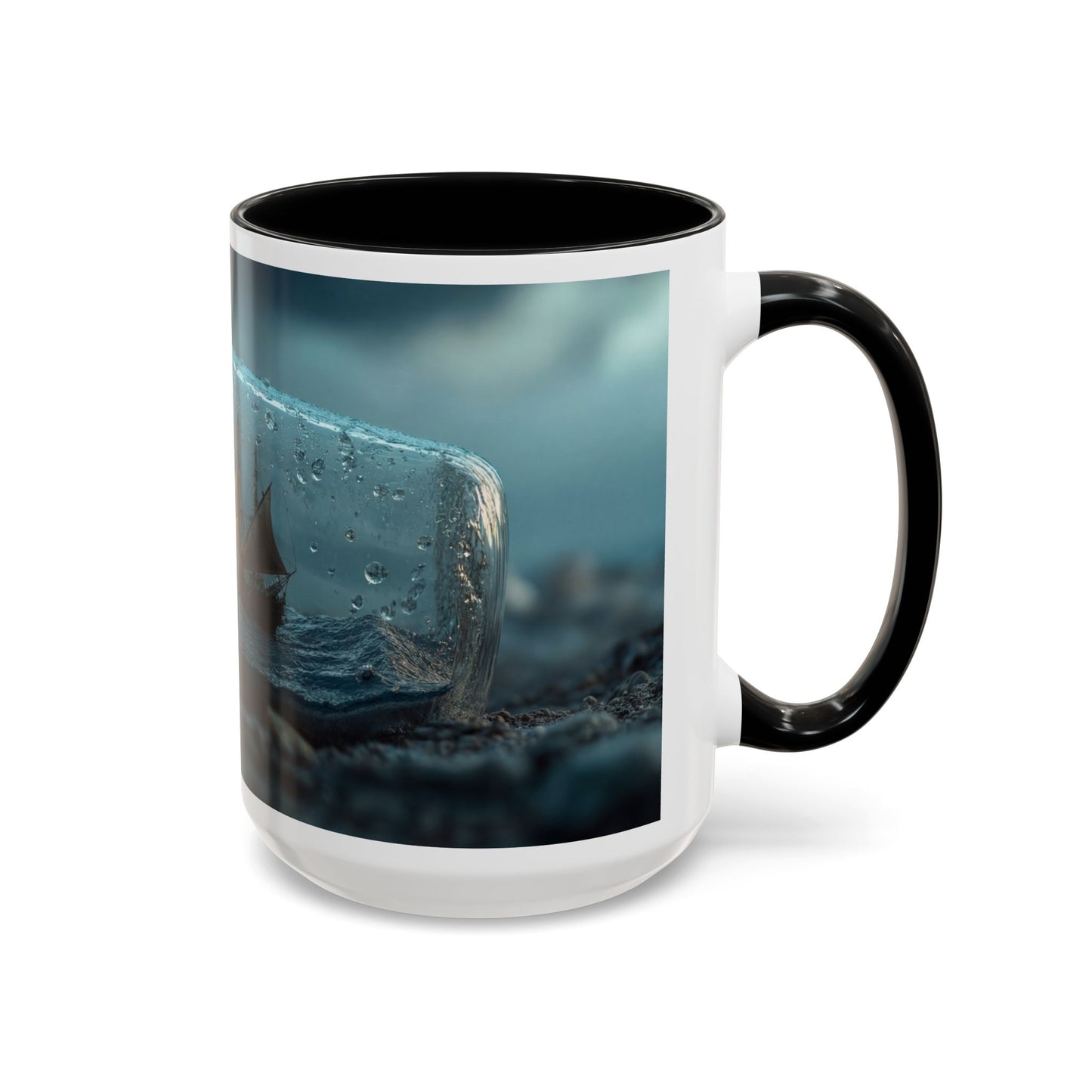 Stormbound Galleon Accent Coffee Mug (11, 15oz) – Bottle of Sea and Lightning
