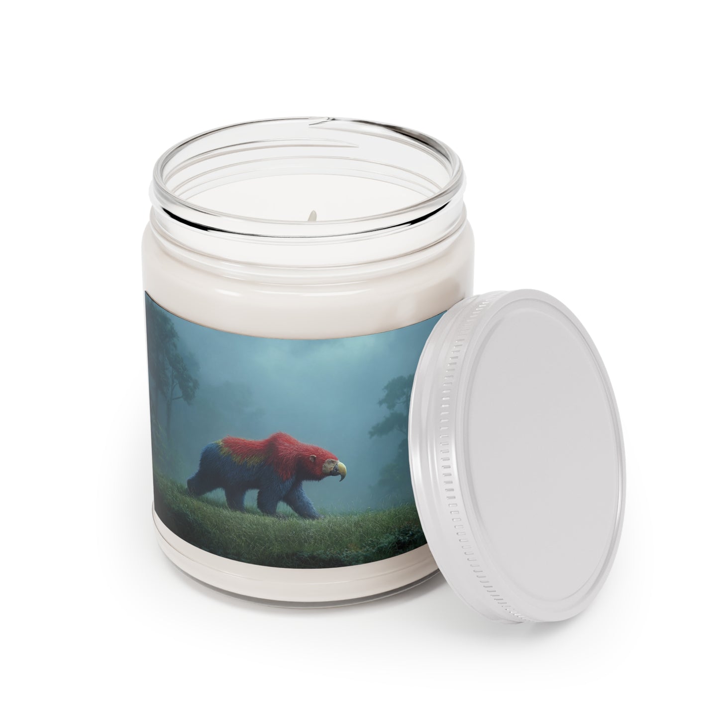 Parrot Bear in Misty Grove Scented Soy Candles with White Lid, 9oz – Velvet Jungle Whispers