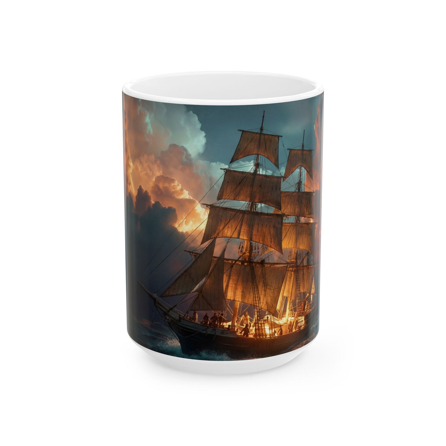 Starlit Galleon Ceramic Mug – Midnight Voyage Through Celestial Skies