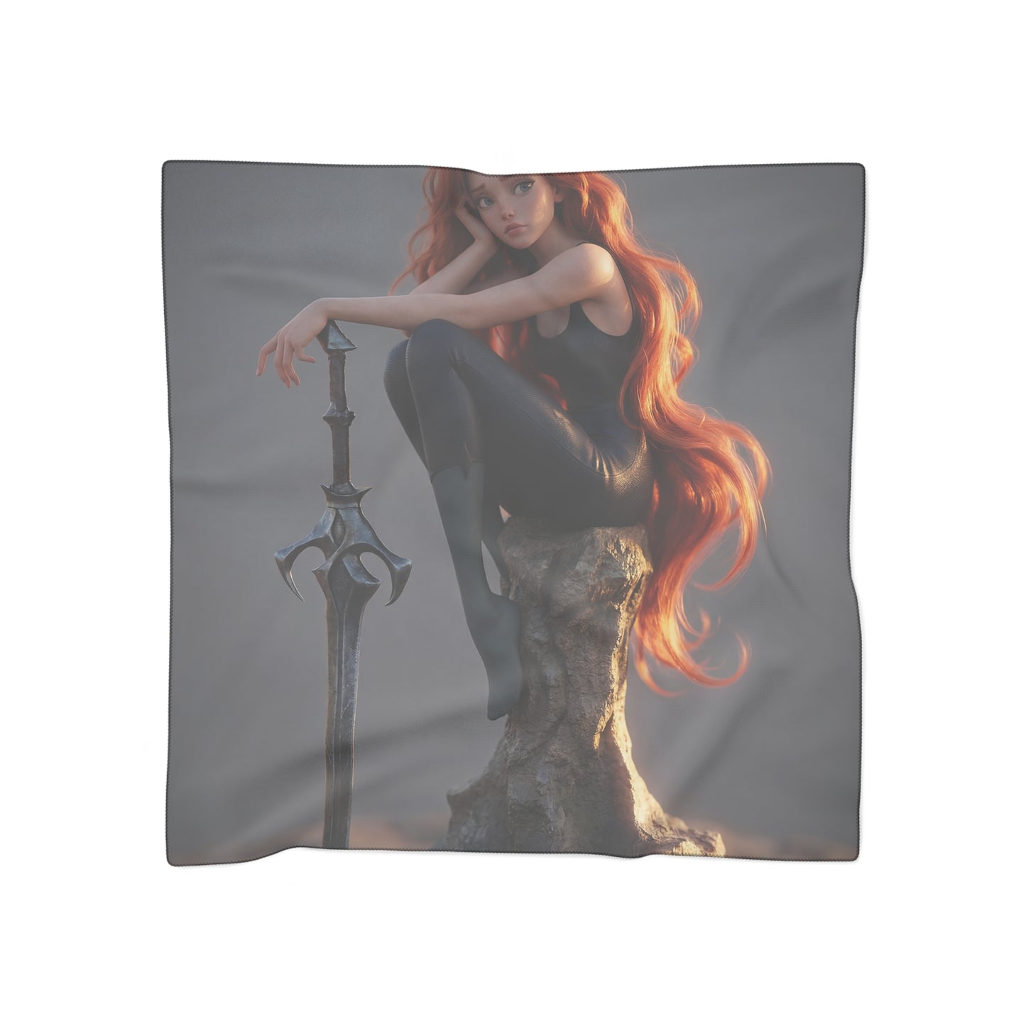 Crimson Sentinel Poly Scarf – Sunset Warrior’s Resting Glow