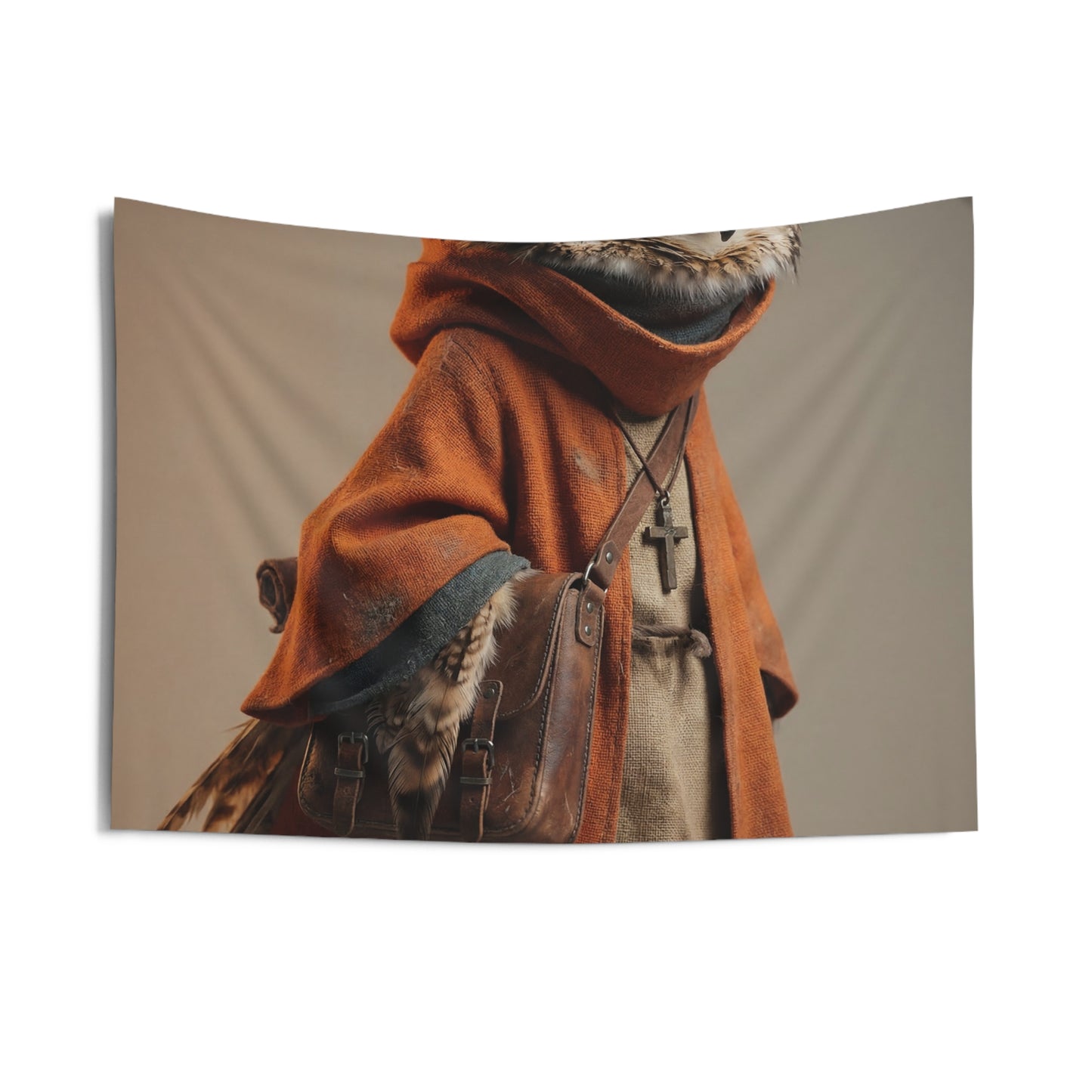 Wise Owl Scholar Tapestry – Warm Light, Worn Textiles, and Gentle Curiosity