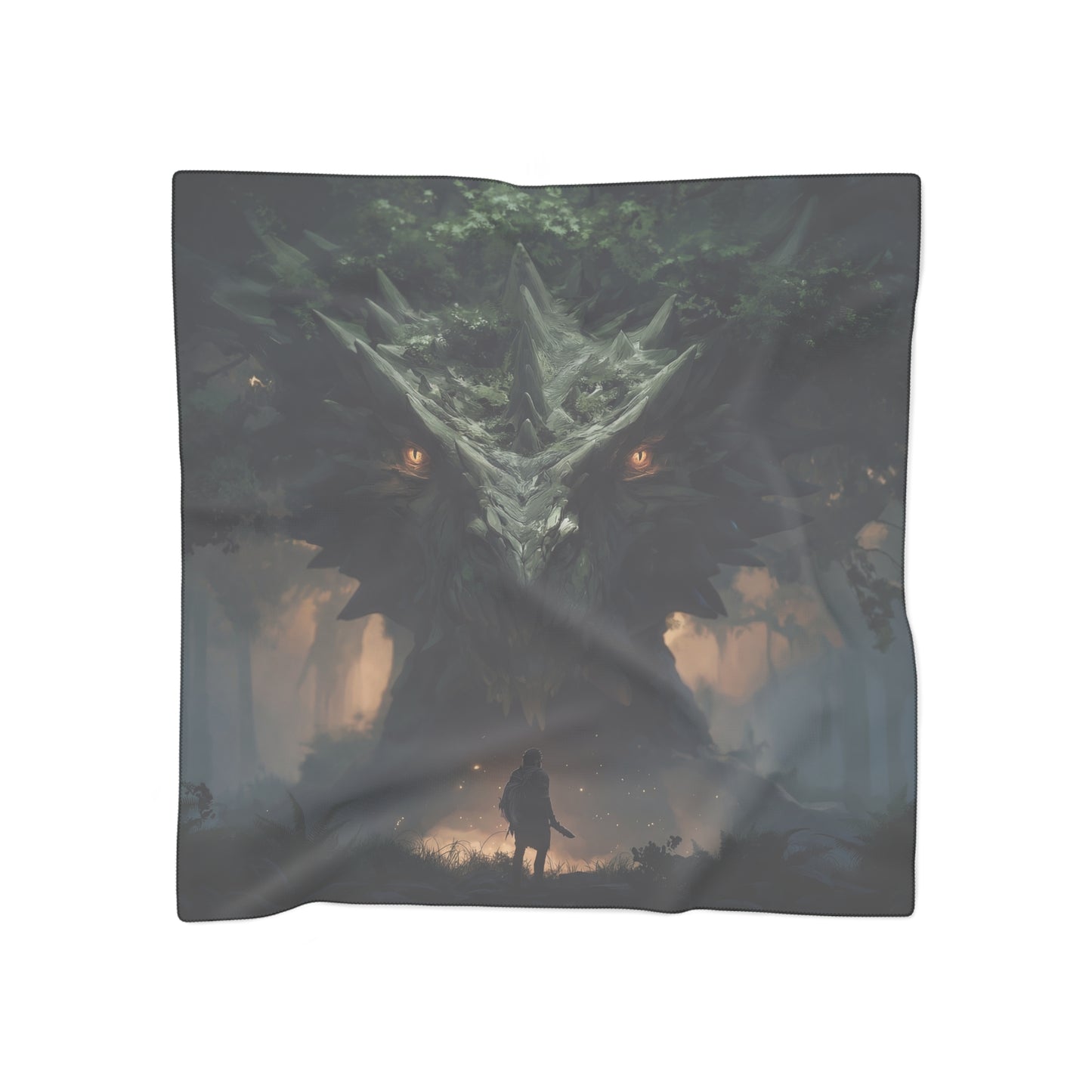 Ancient Forest Dragon Poly Scarf – Whispers of Moss and Ember Eyes