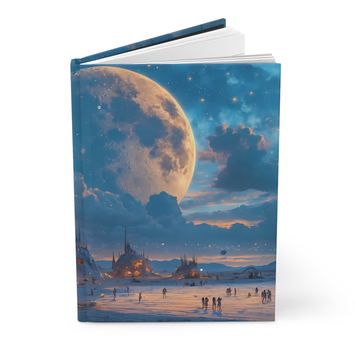 Moonlit Alien Settlement - Hardcover Journal