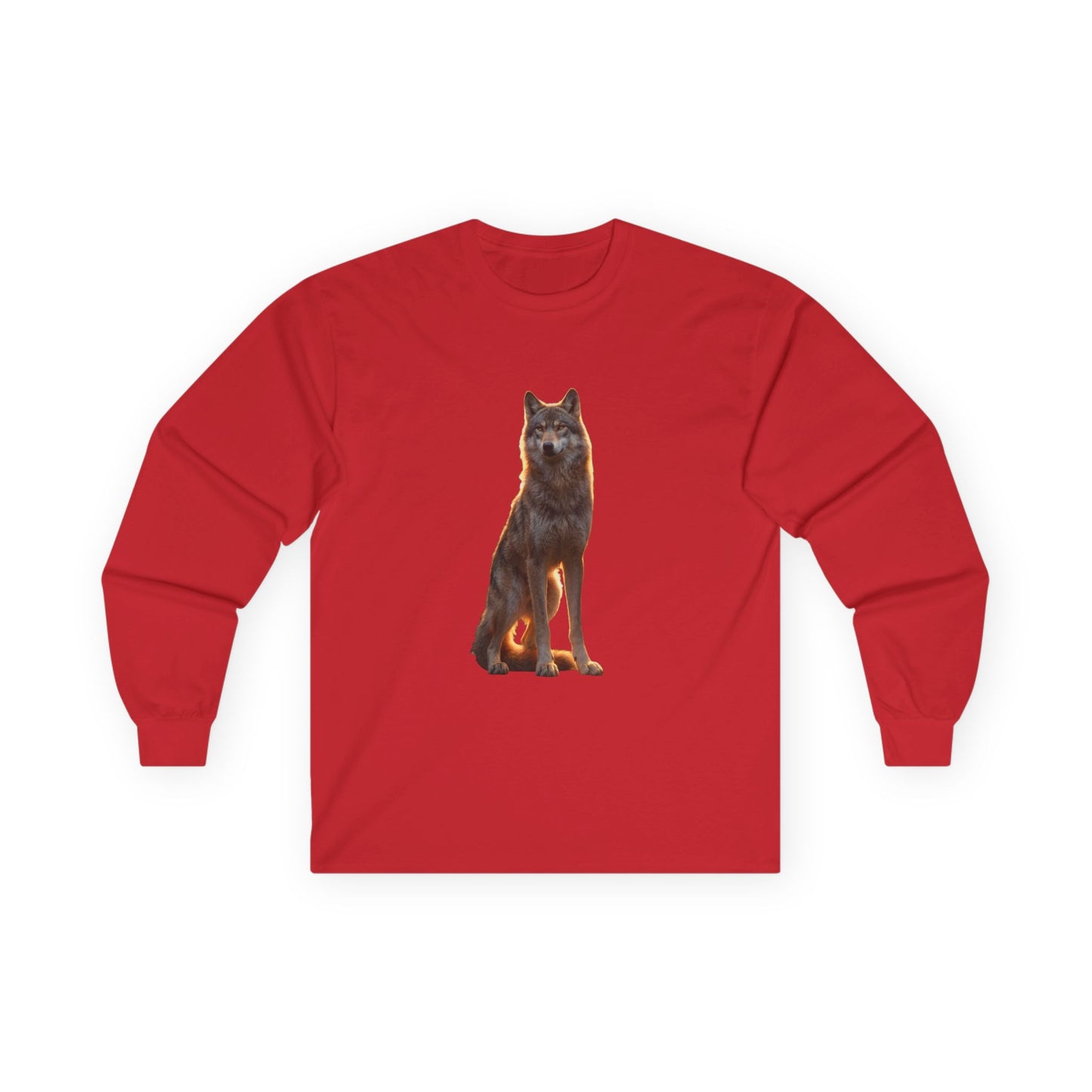 Twilight Wolf Unisex Ultra Cotton Long Sleeve Tee – Golden Hour Sentinel