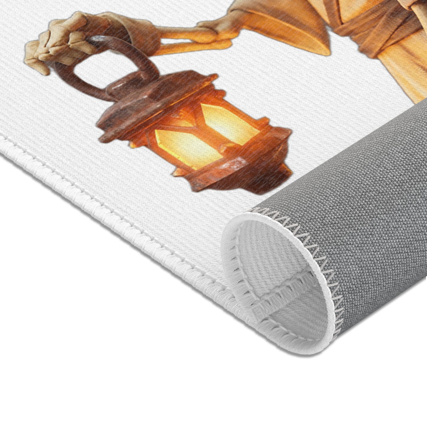 Lantern-Bearing Sentinel Area Rugs – Hooded Grim Reaper Guardian Floor Cover