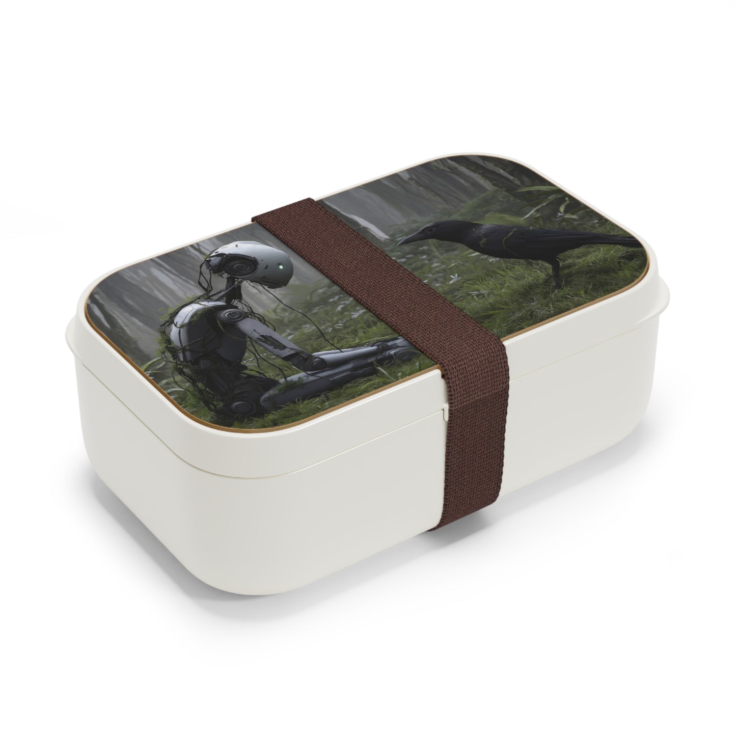 Forgotten Robot and Raven Bento Lunch Box – Whispers of the Verdant Grove
