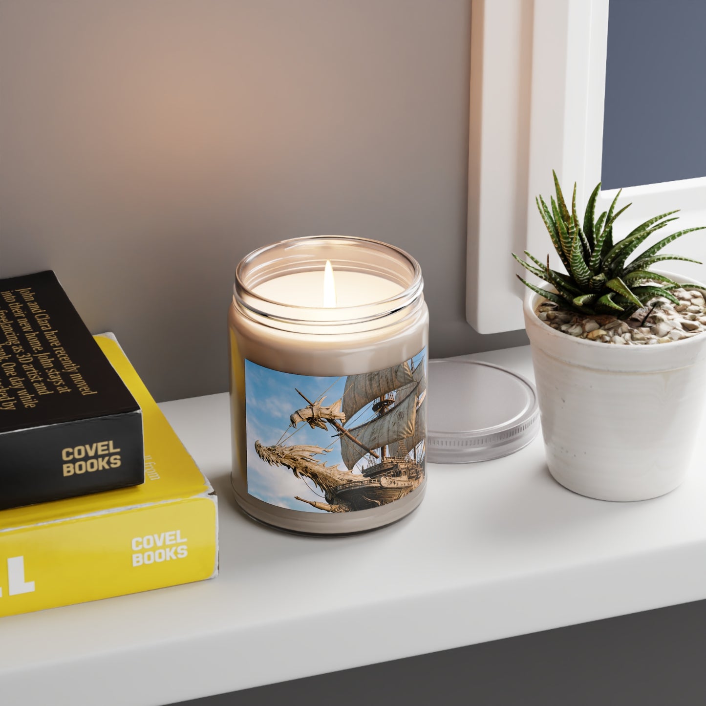 Dragonhead Galleon Scented Soy Candles with White Lid, 9oz – Salt-Kissed Seascape