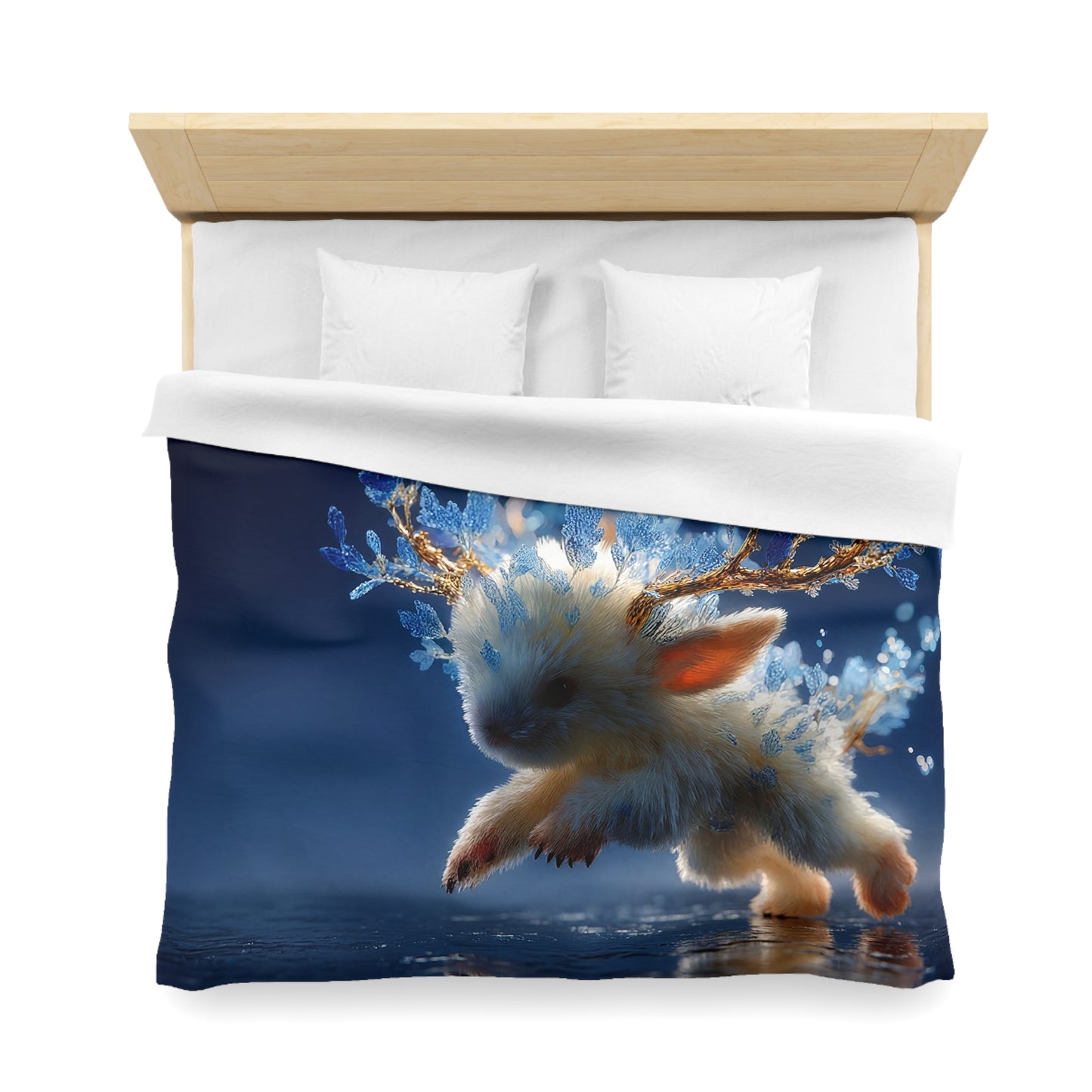 Frostbloom Bunny Microfiber Duvet Cover – Whimsical Winter Guardian