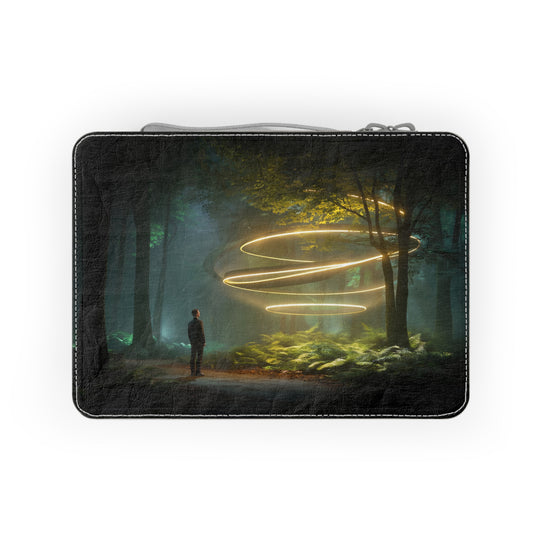 Spiral Portal Lunch Bag – Golden Light Rings in Misty Forest Scene