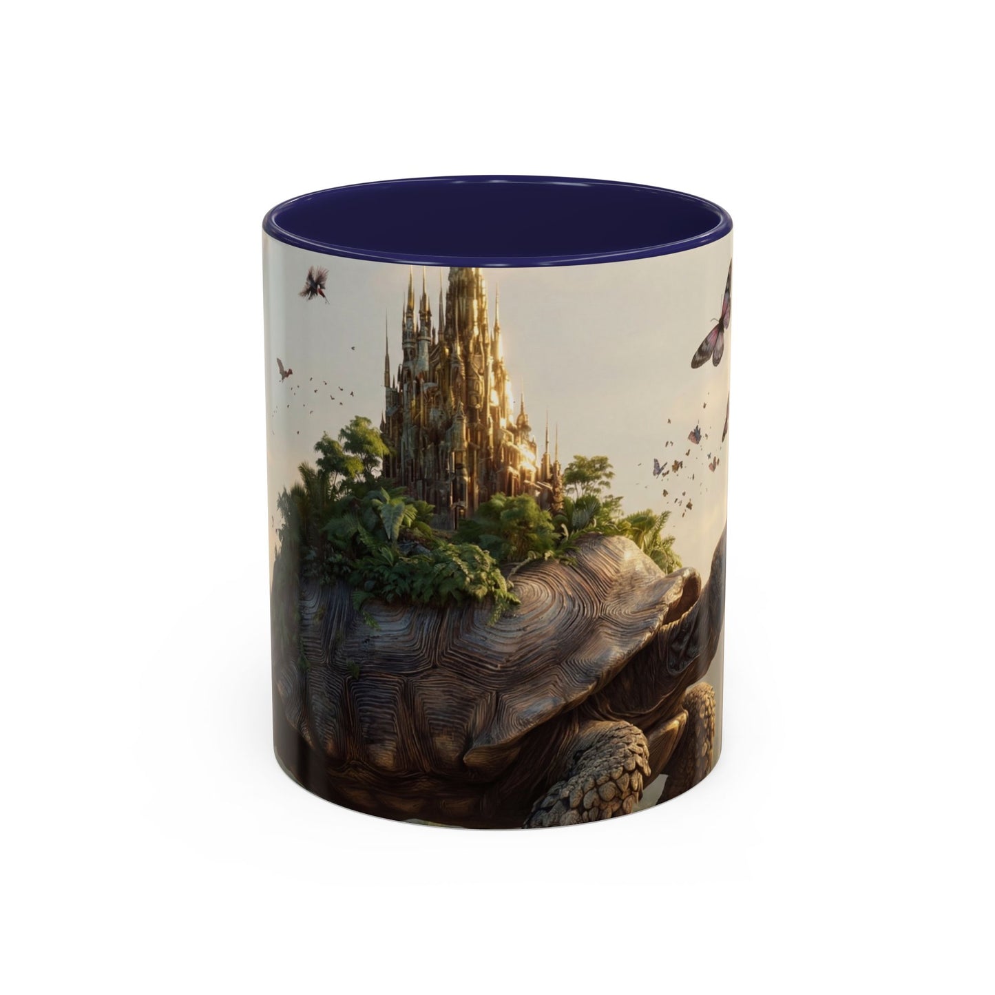 Castle Upon Turtle Shell Accent Coffee Mug (11, 15oz) – Sunset Sanctuary Dreamscape