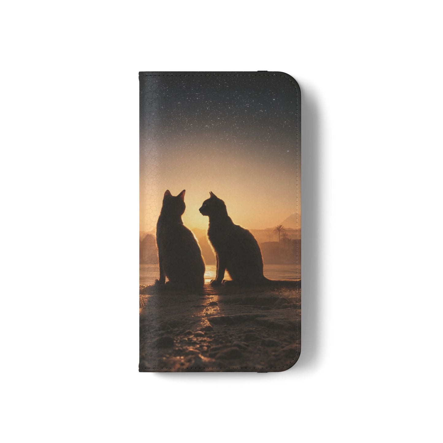 Pharaoh Cats Flip Cases – Starry Nile Guardians on the Bank