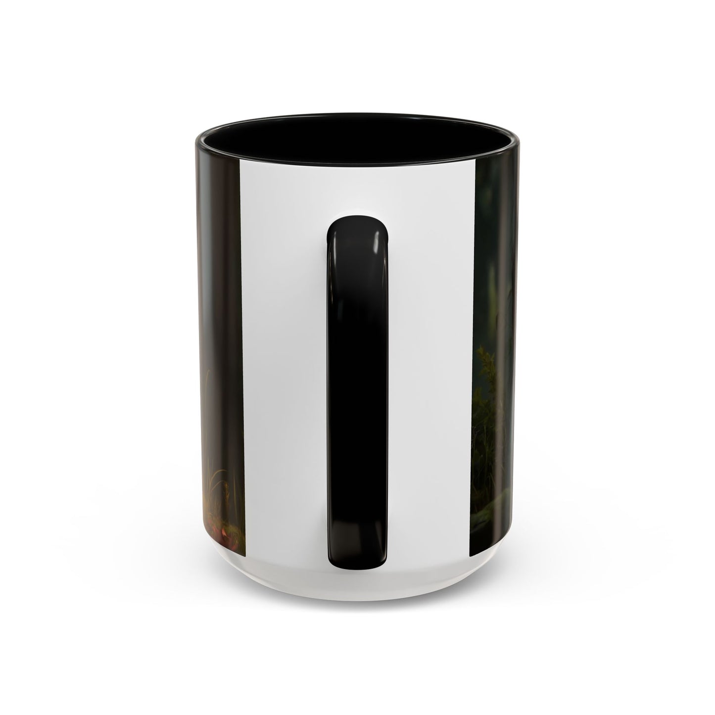 Forest Sentinel Accent Coffee Mug (11, 15oz) – Luminescent Guardian in Dappled Light