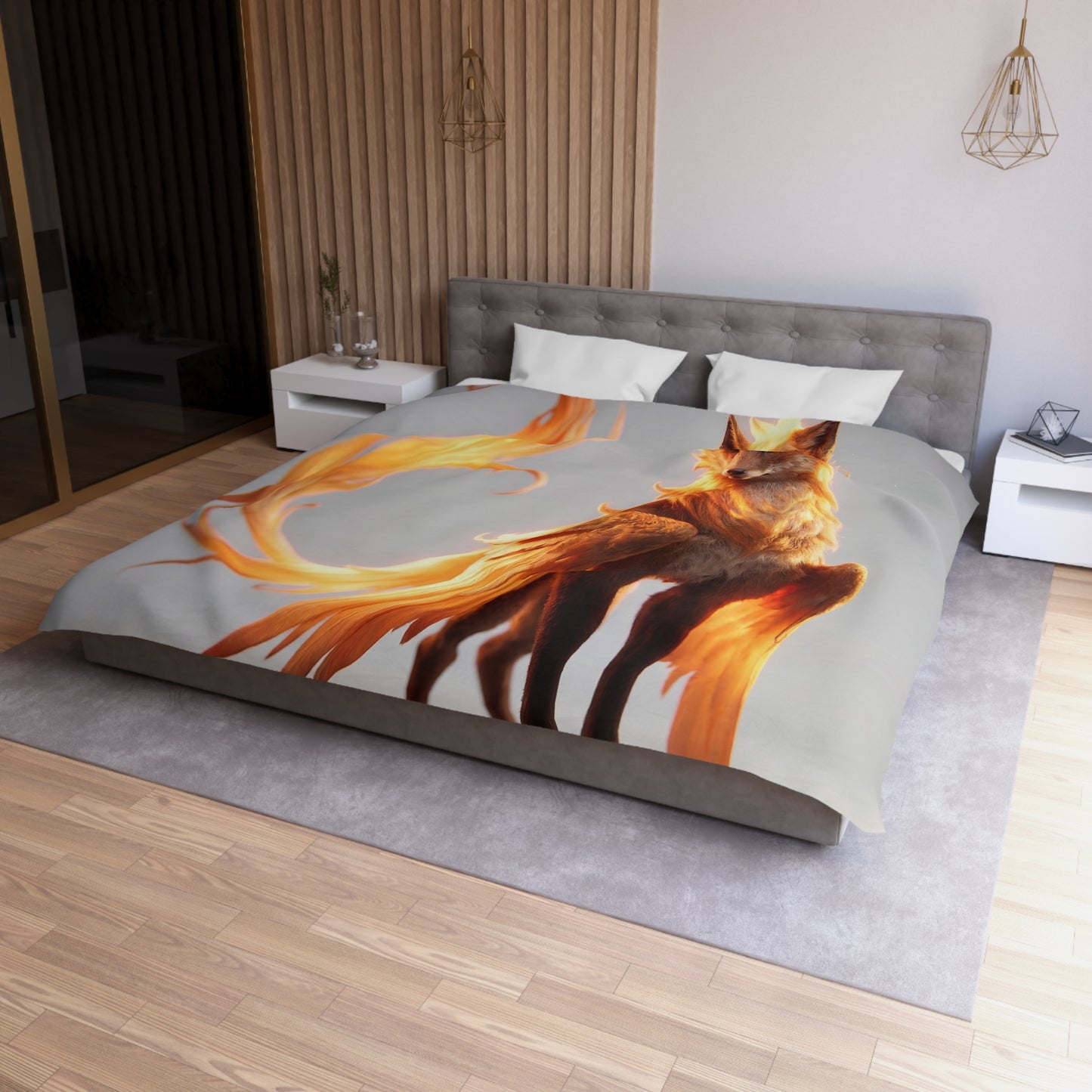 Phoenix Fox Microfiber Duvet Cover – Radiant Ember Guardian