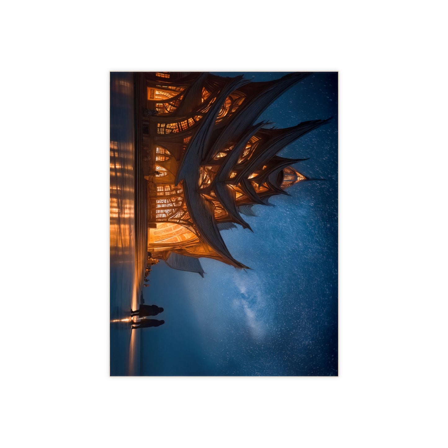 Starlit Temple Ceramic Photo Tile – Whispering Wings Under the Milky Way