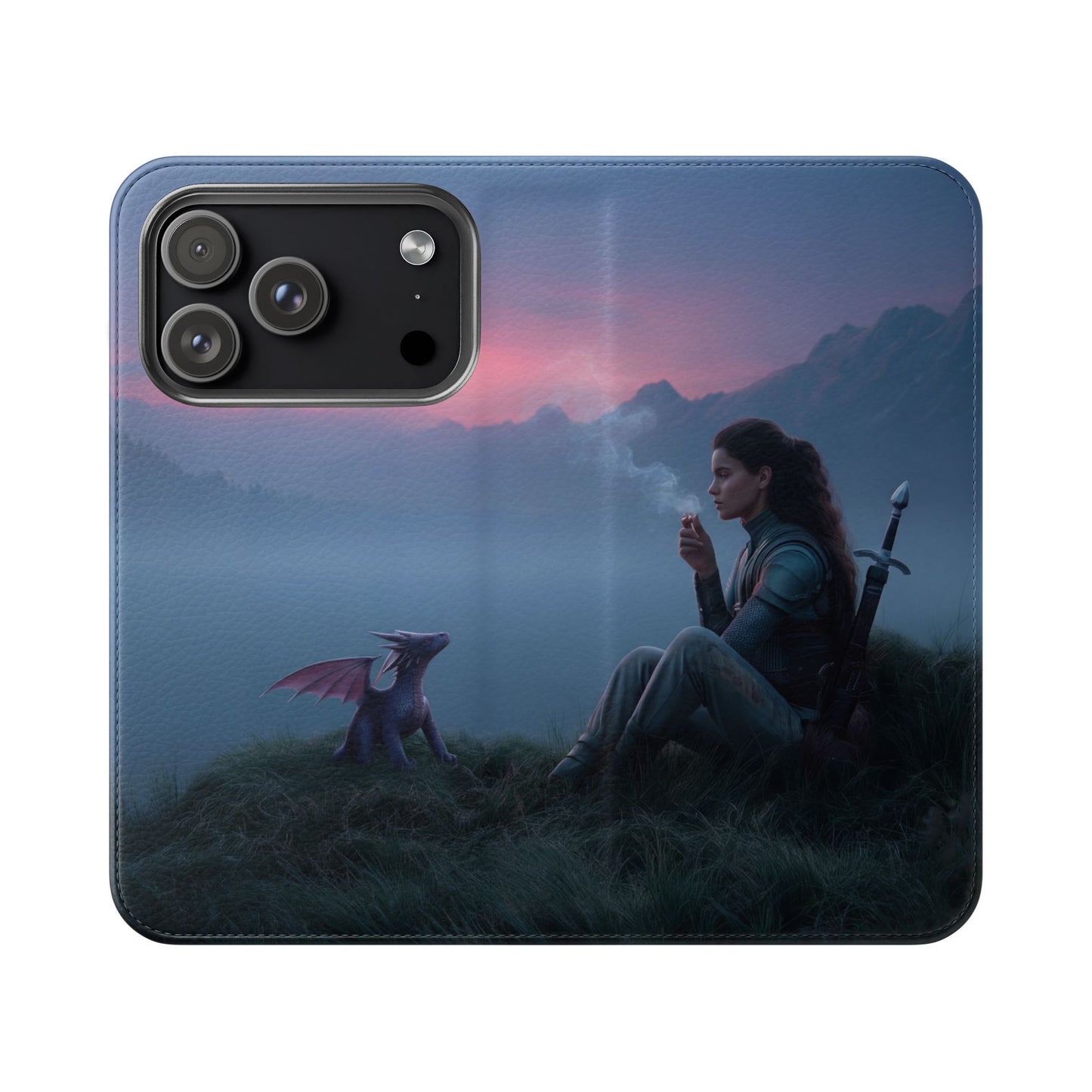 Silent Guardian Flip Cases – Misty Dawn Warrior and Dragon Companion