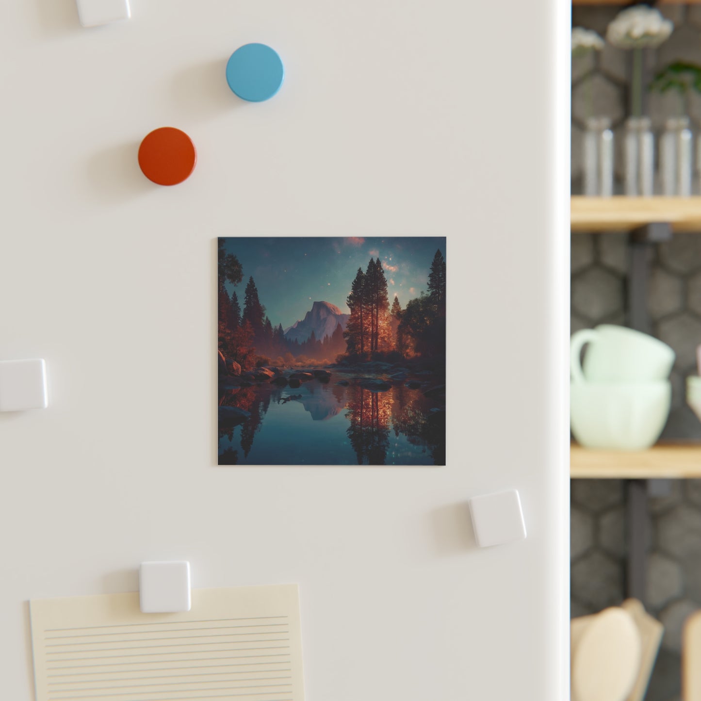 Half Dome Starlit River Magnet – Dreamer’s Twilight Reflection