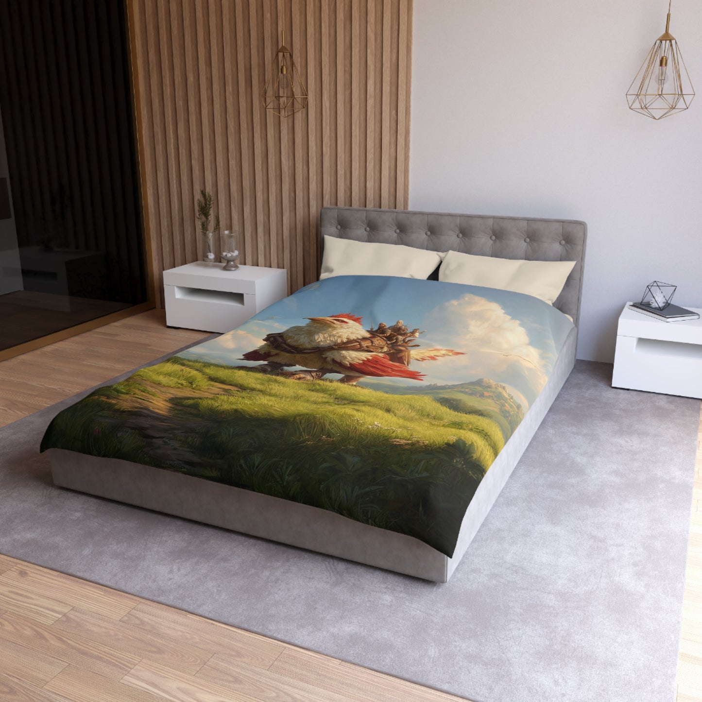 Skybound Hawk Riders Microfiber Duvet Cover – Sunlit Summit Adventure