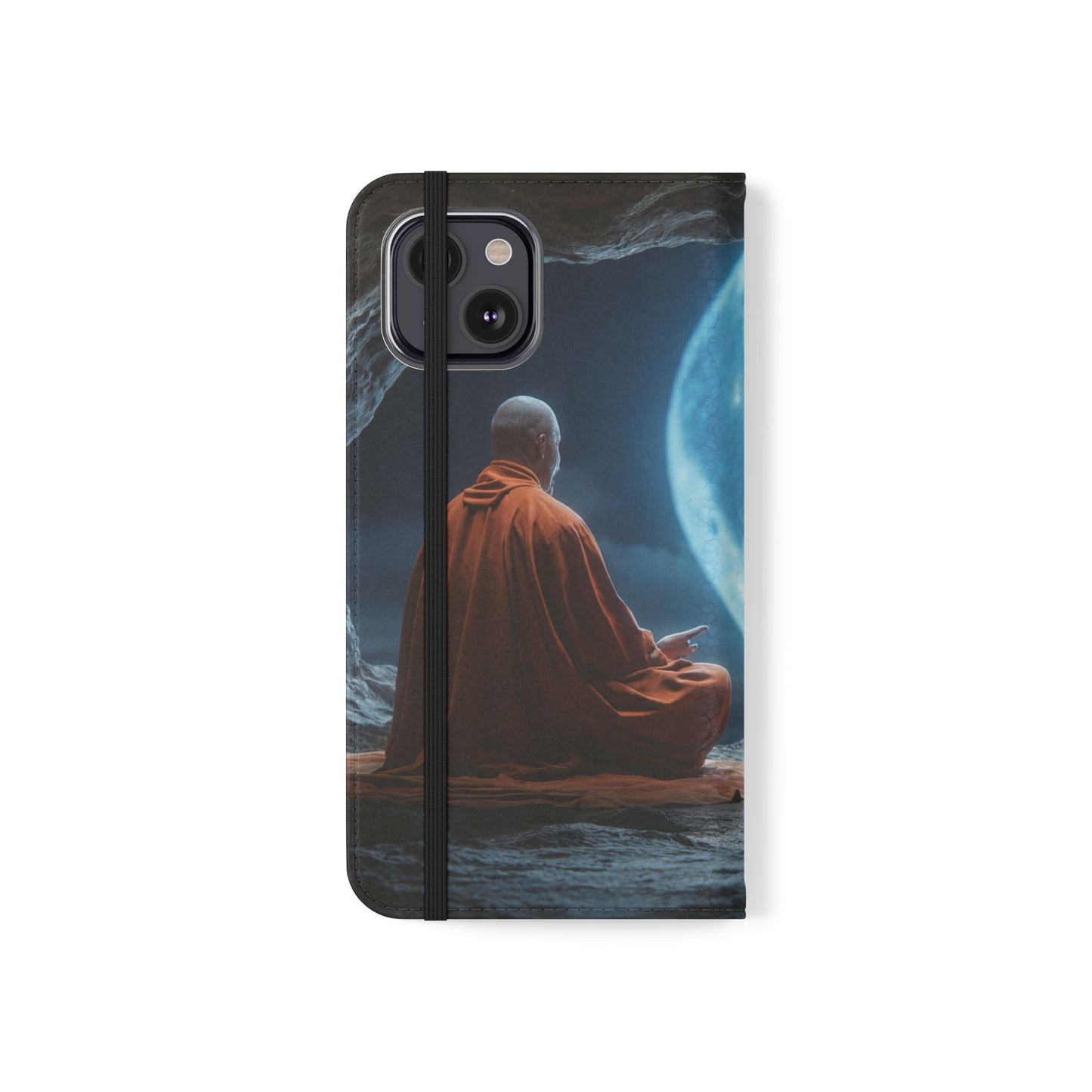 Lunar Meditation Flip Cases – Serene Monk Under Moonlight